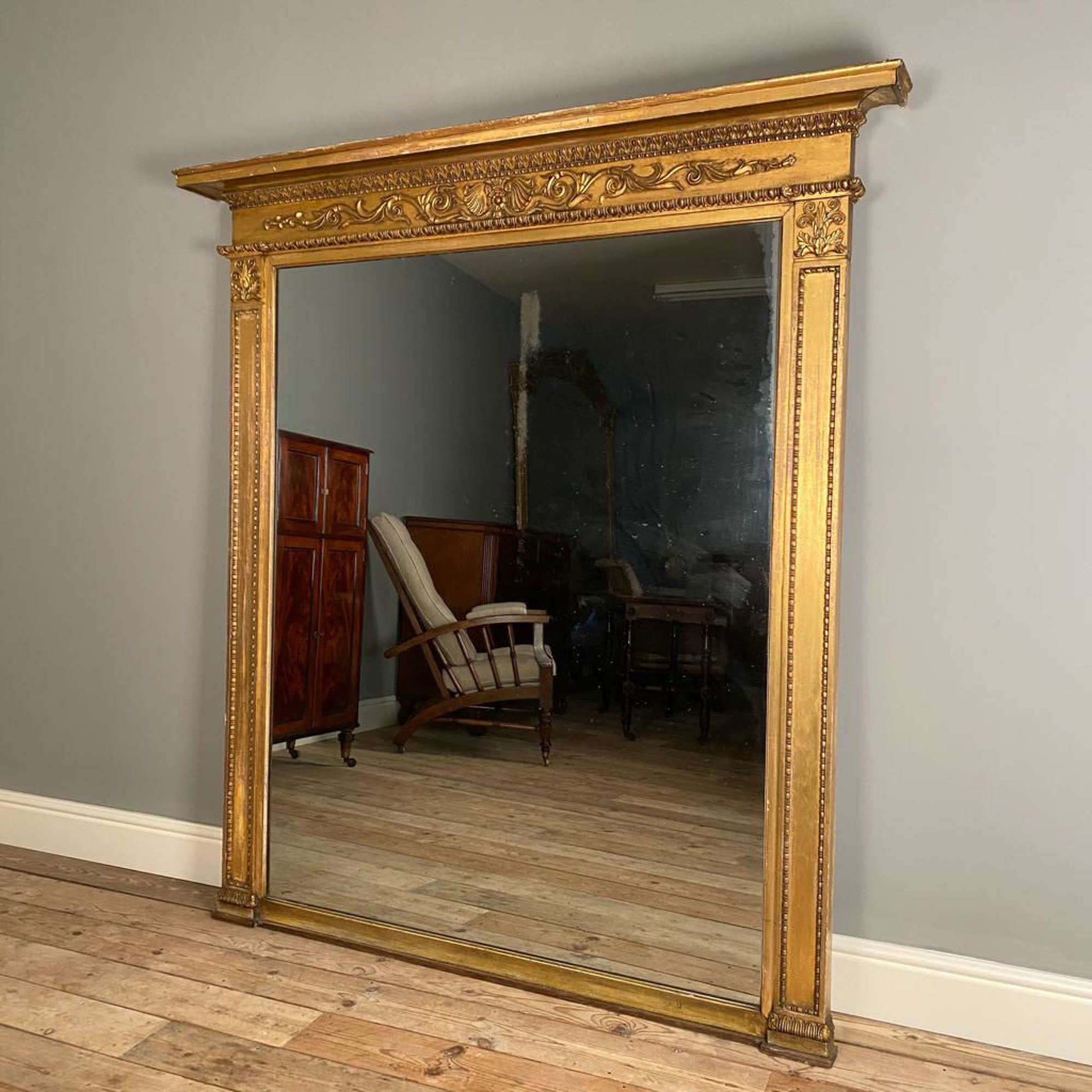 Superb Large Regency Giltwood Overmantle Mirror