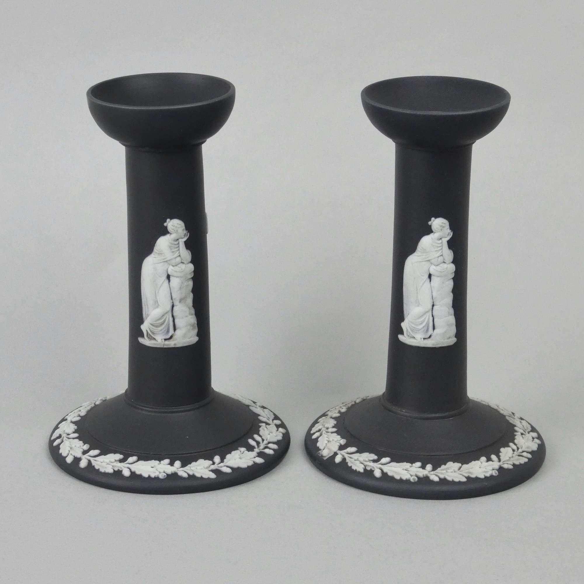 Wedgwood black jasper candlesticks