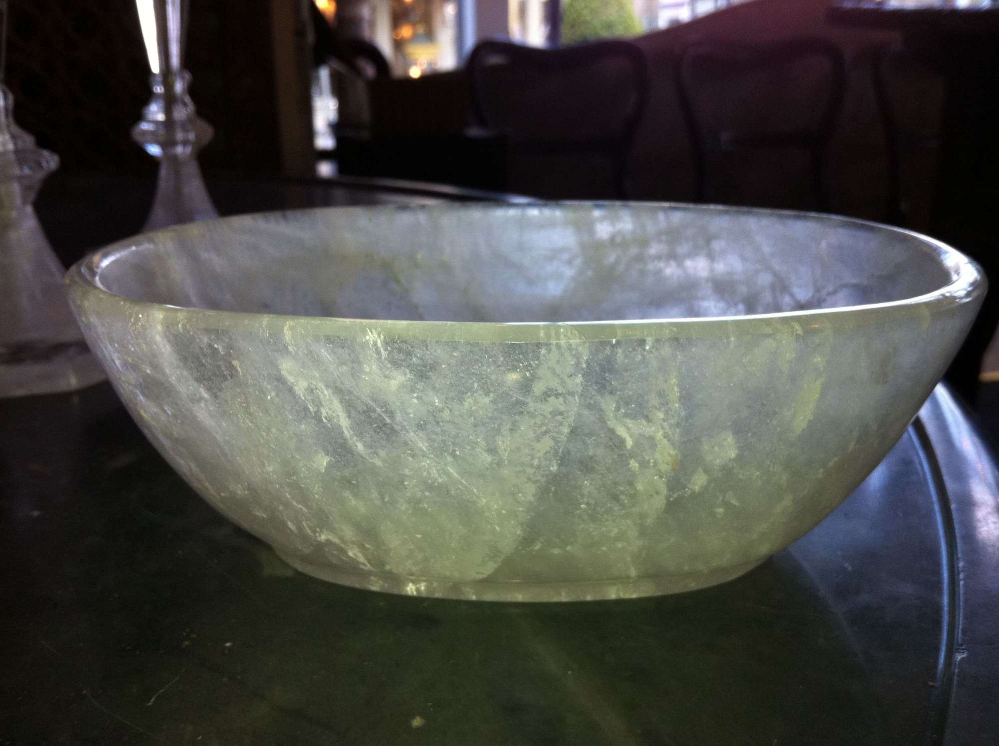 An oval rock crystal bowl early 20th century
