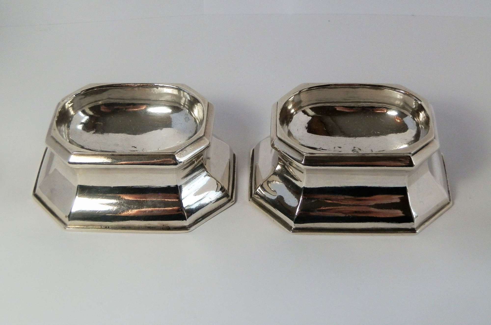 George II pair of silver trencher salts, John Stone 1736