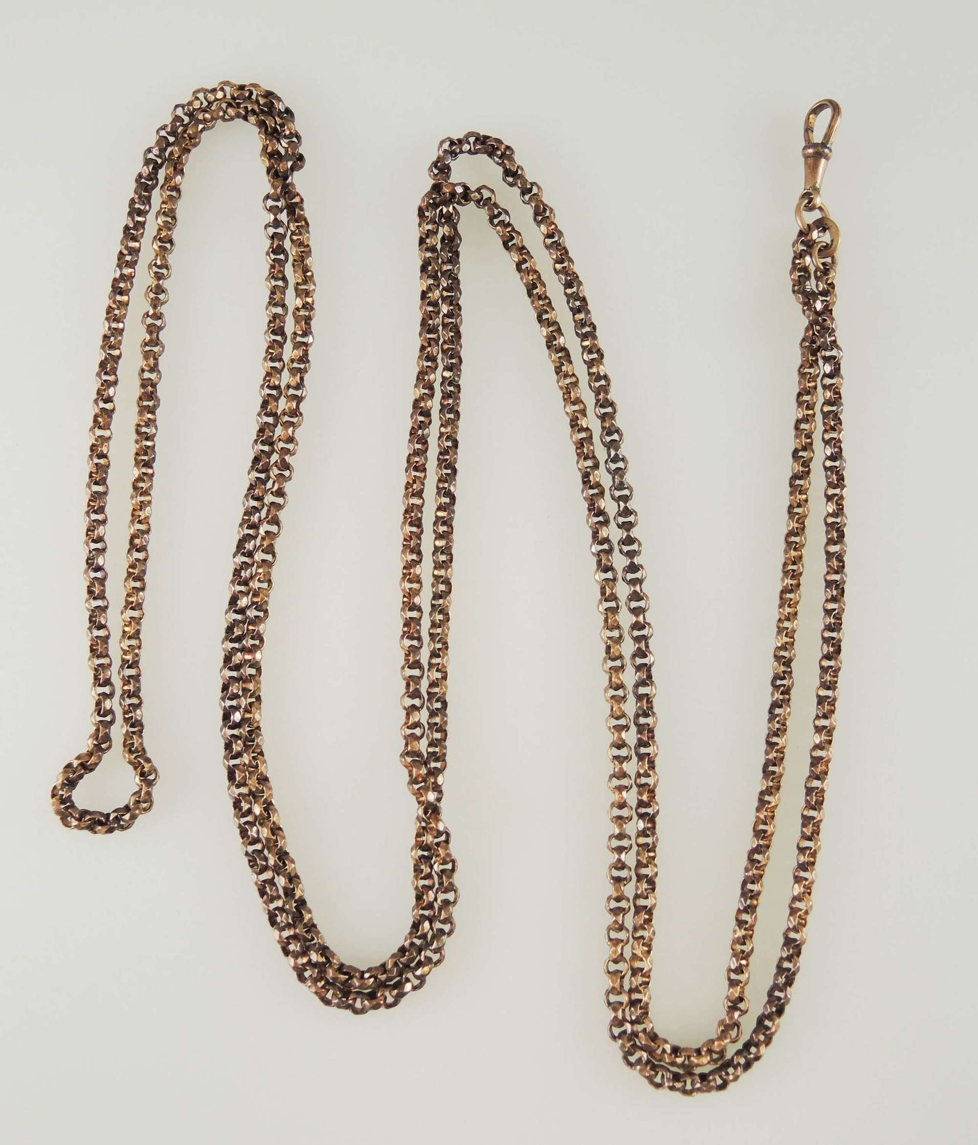 Victorian gold plated long guard chain c1890