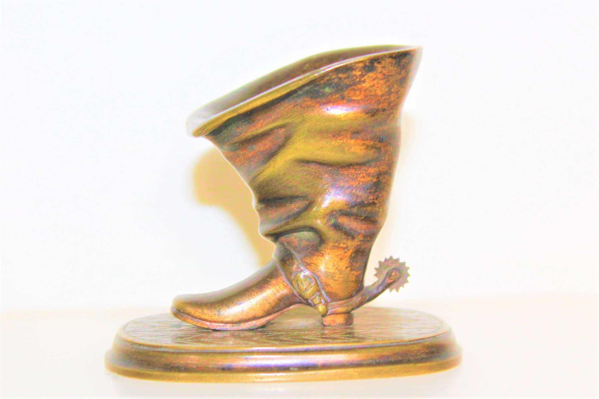 Well Defined 19th Century Bronze Weight In The Form Of A Spurred Boot