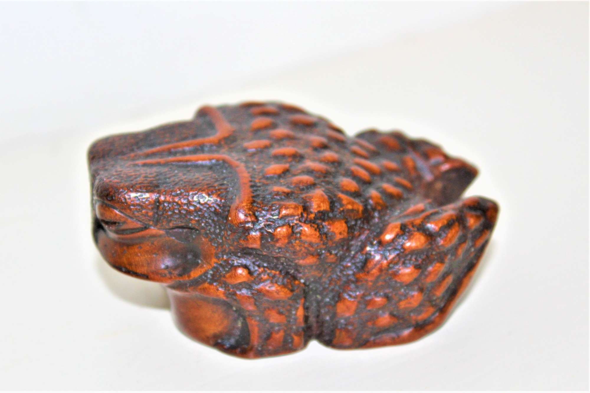 Antique Carved Boxwood Netsuke Of A Warted Toad Signed Masanao