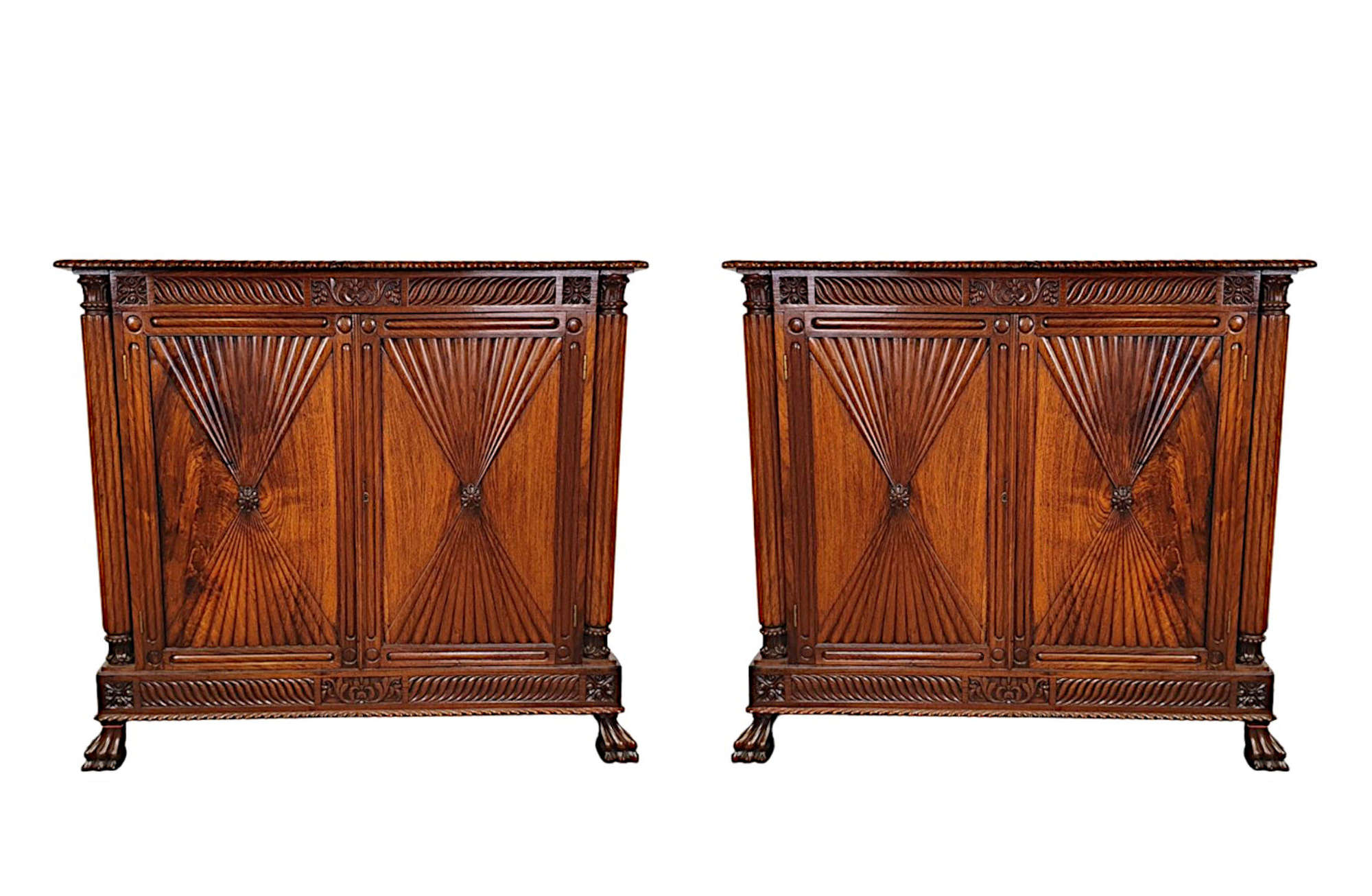 A Rare Pair Of Fruitwood 19th Century Side Cabinets