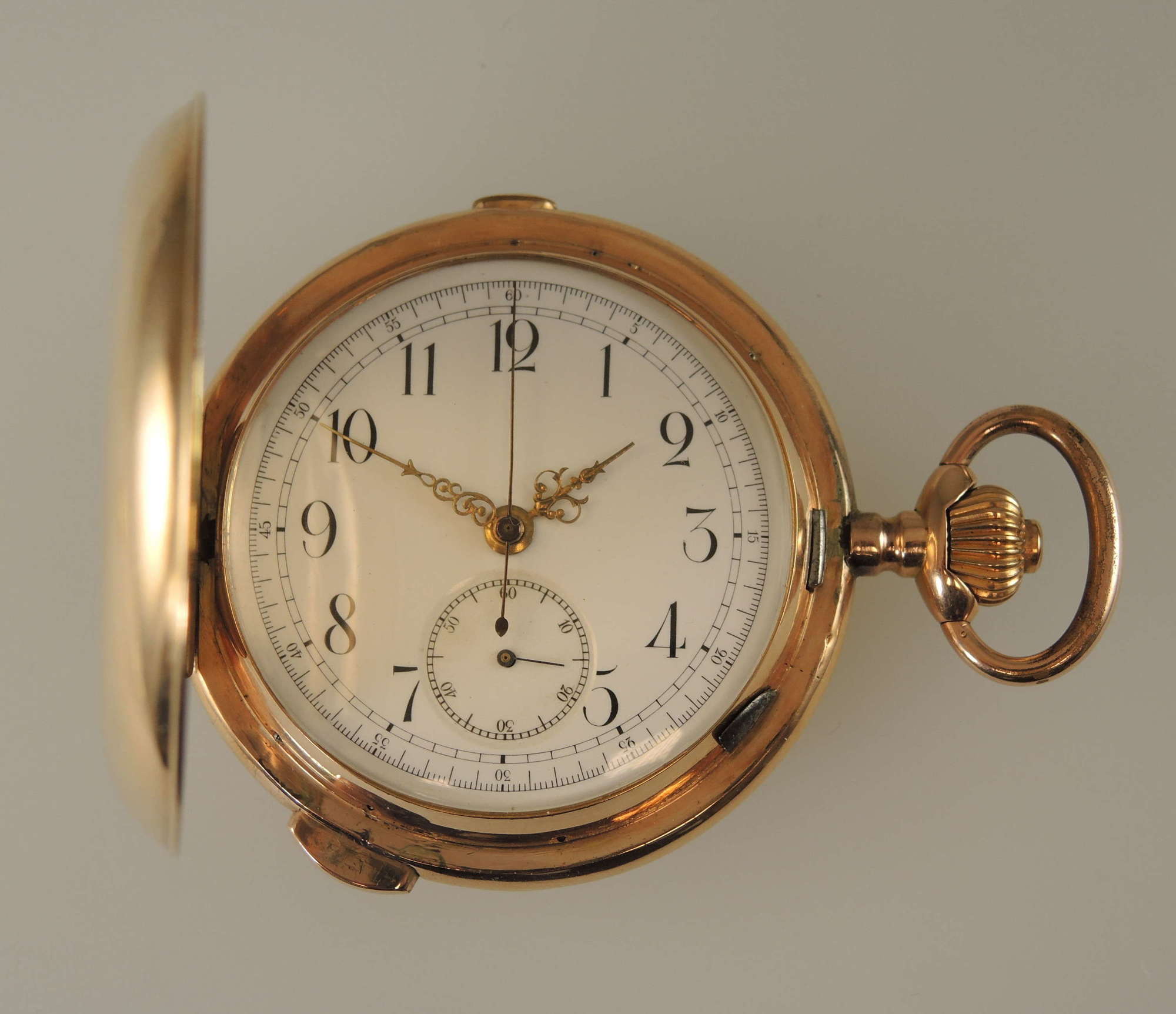 Large 14K Gold Repeater Chronograph hunter pocket watch c1896