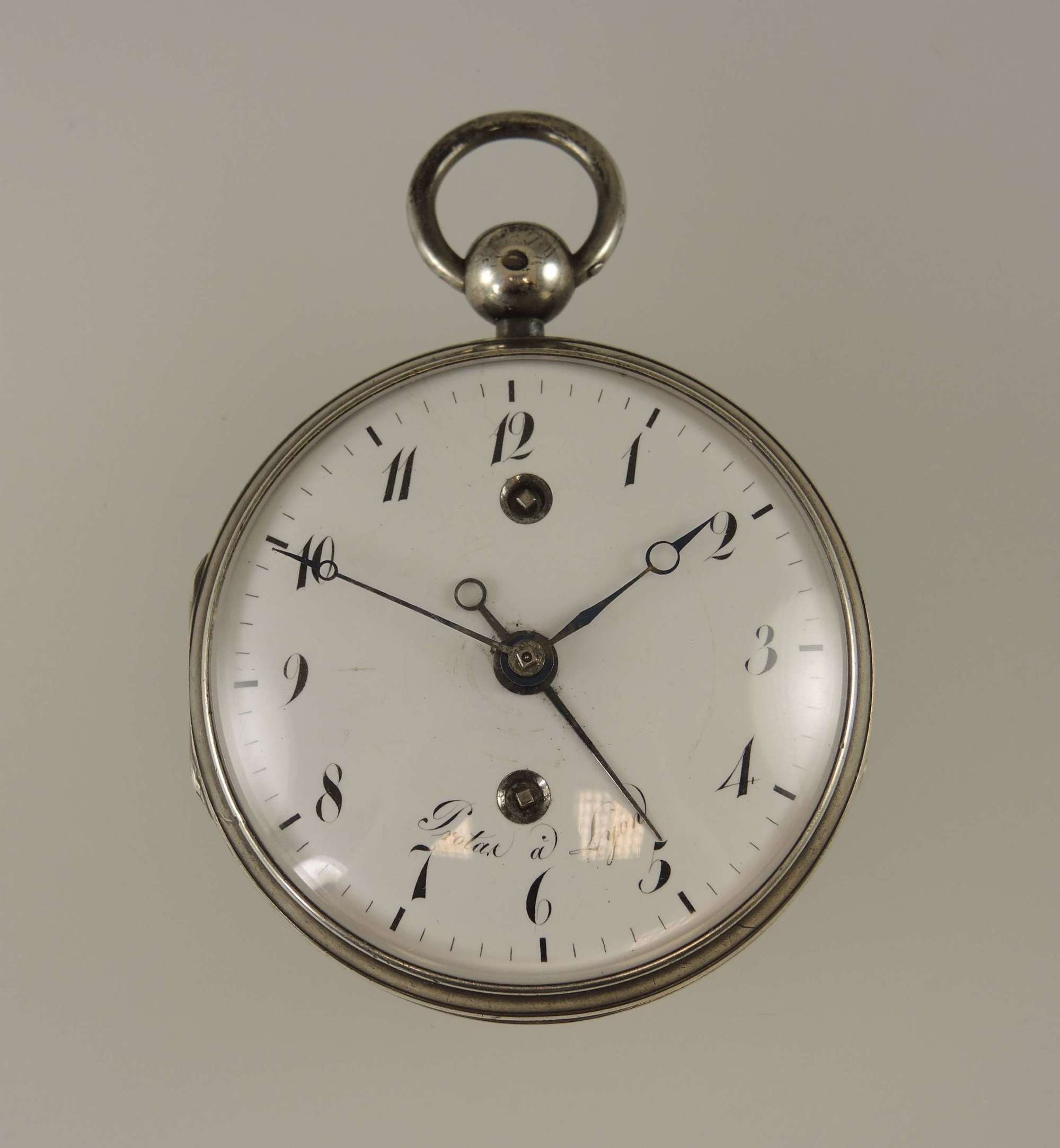 Silver French verge with alarm function by Protas Lyon c1810