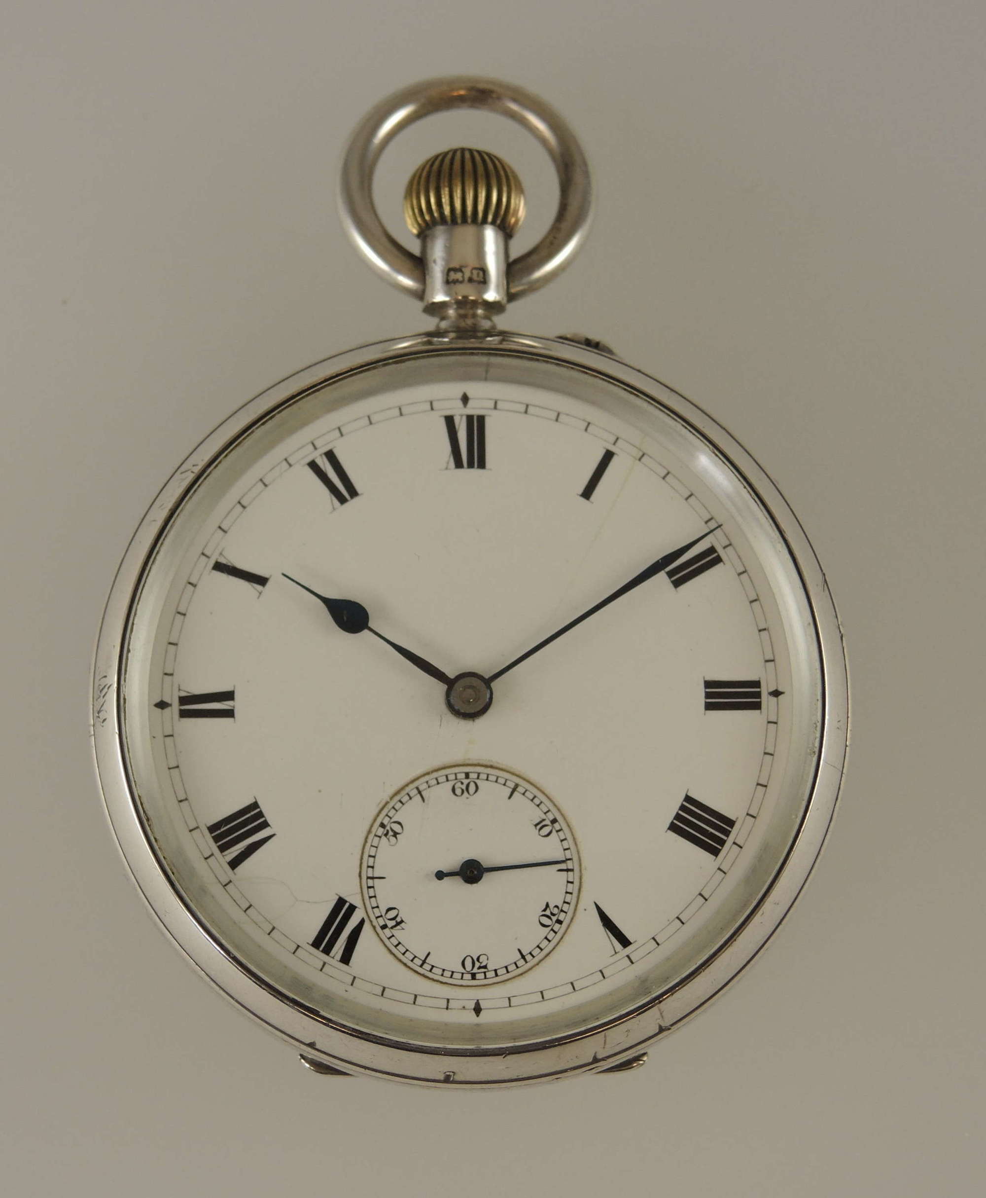 Antique English silver Pocket watch. London 1915