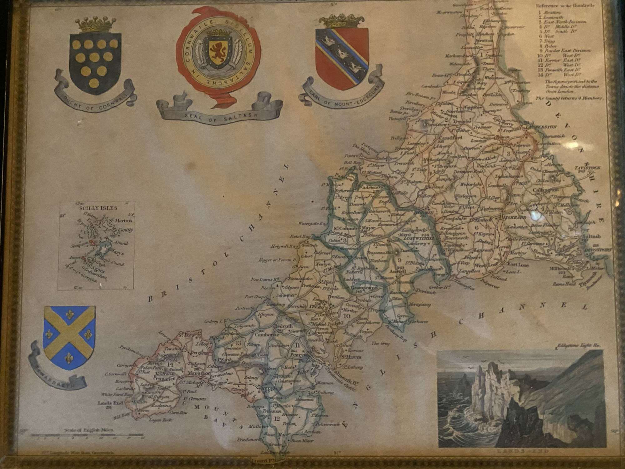 Printed map of Cornwall