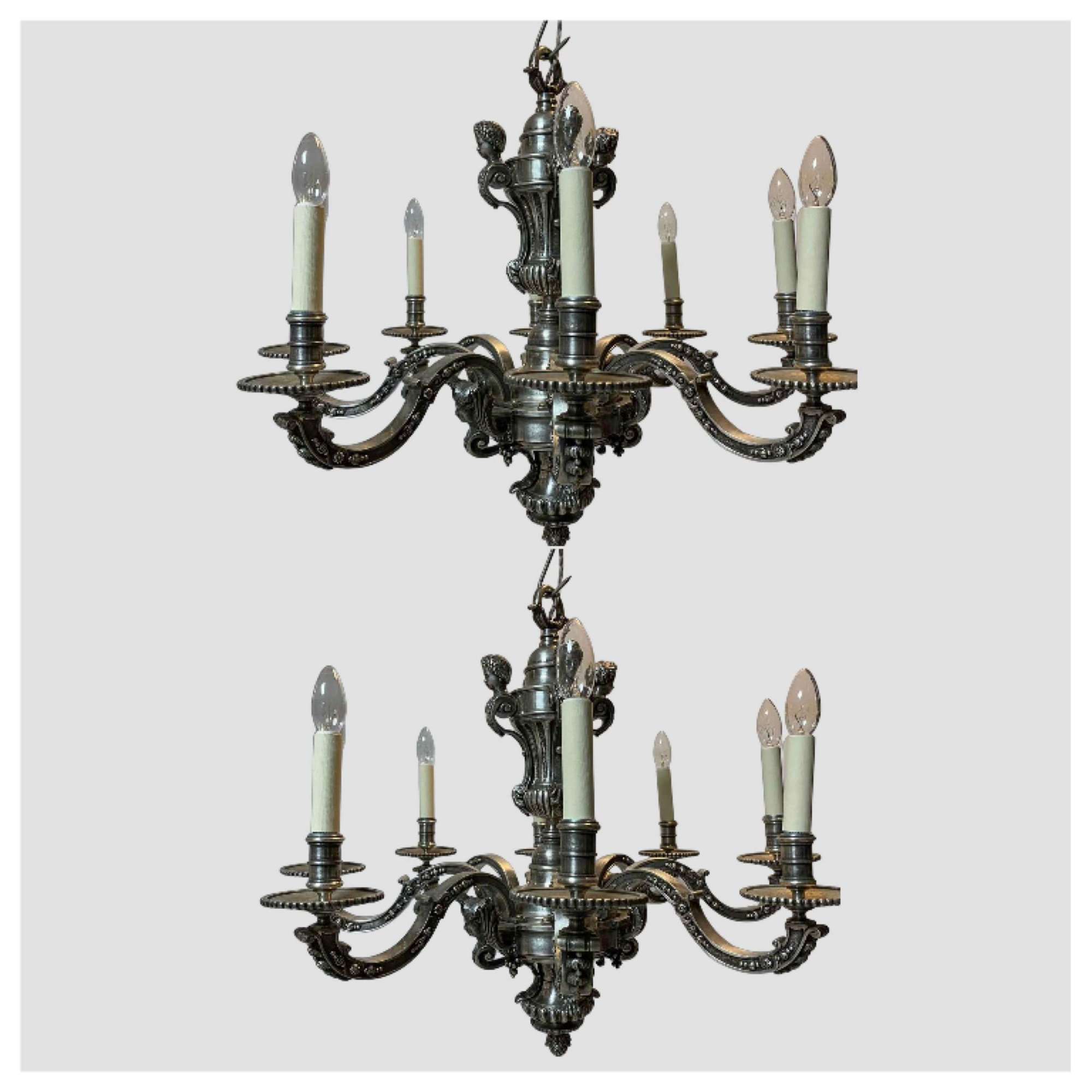 A pair of silver Dutch  House chandeliers