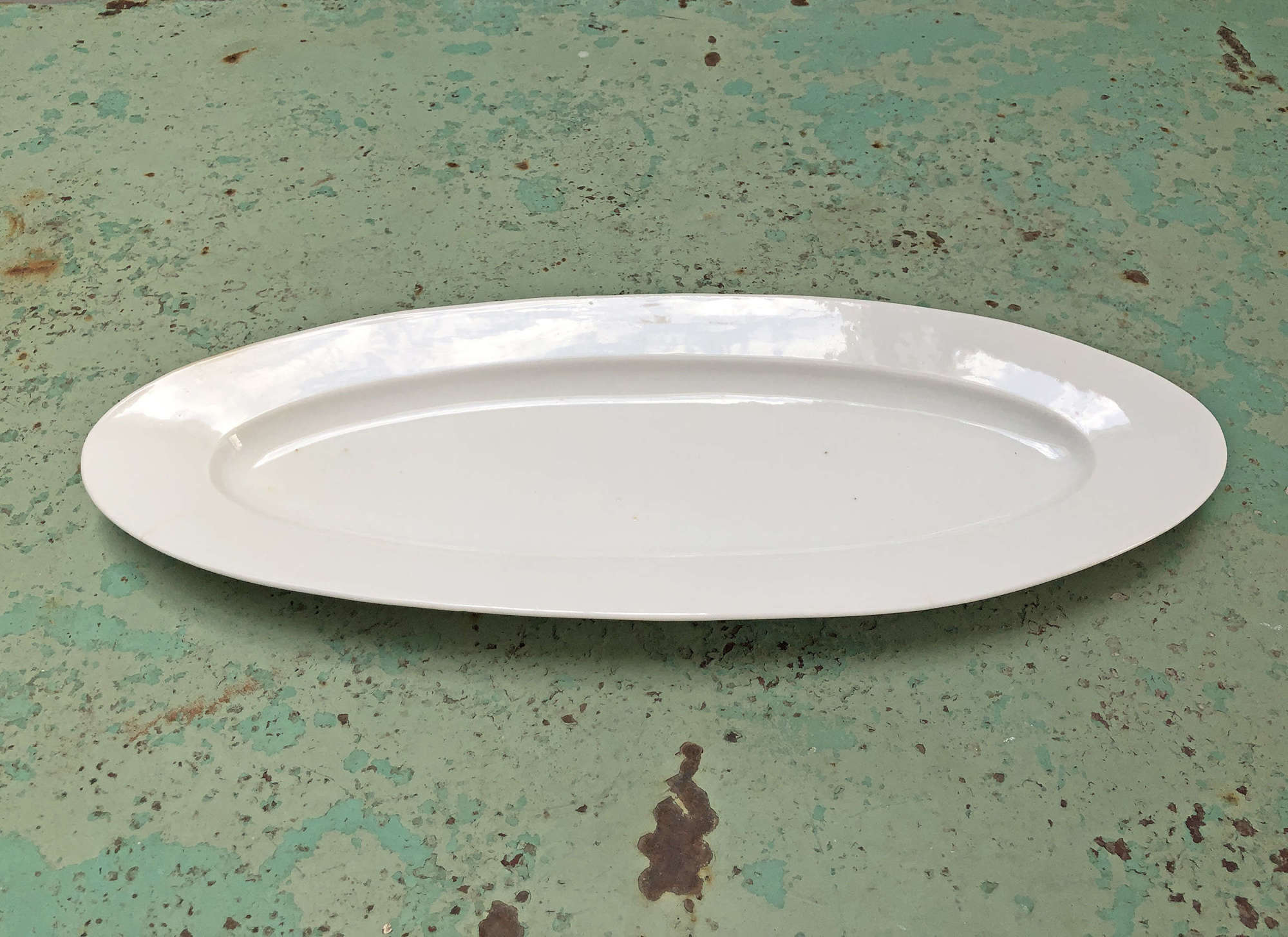 19th c French Porcelaine de Paris heavy white Fish Servery Plate