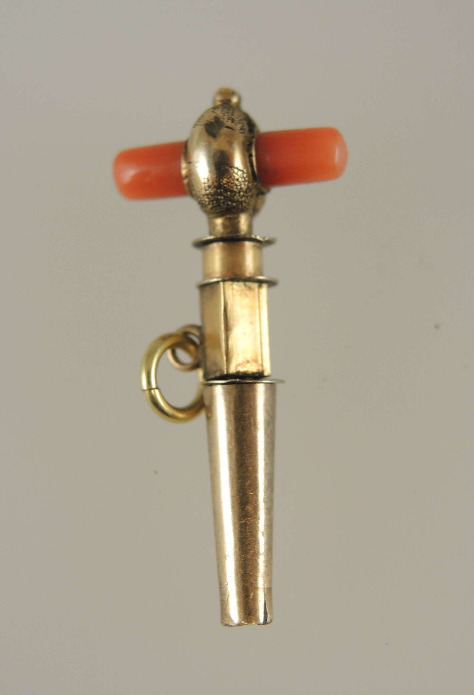 Gilt and Coral pocket watch key c1820