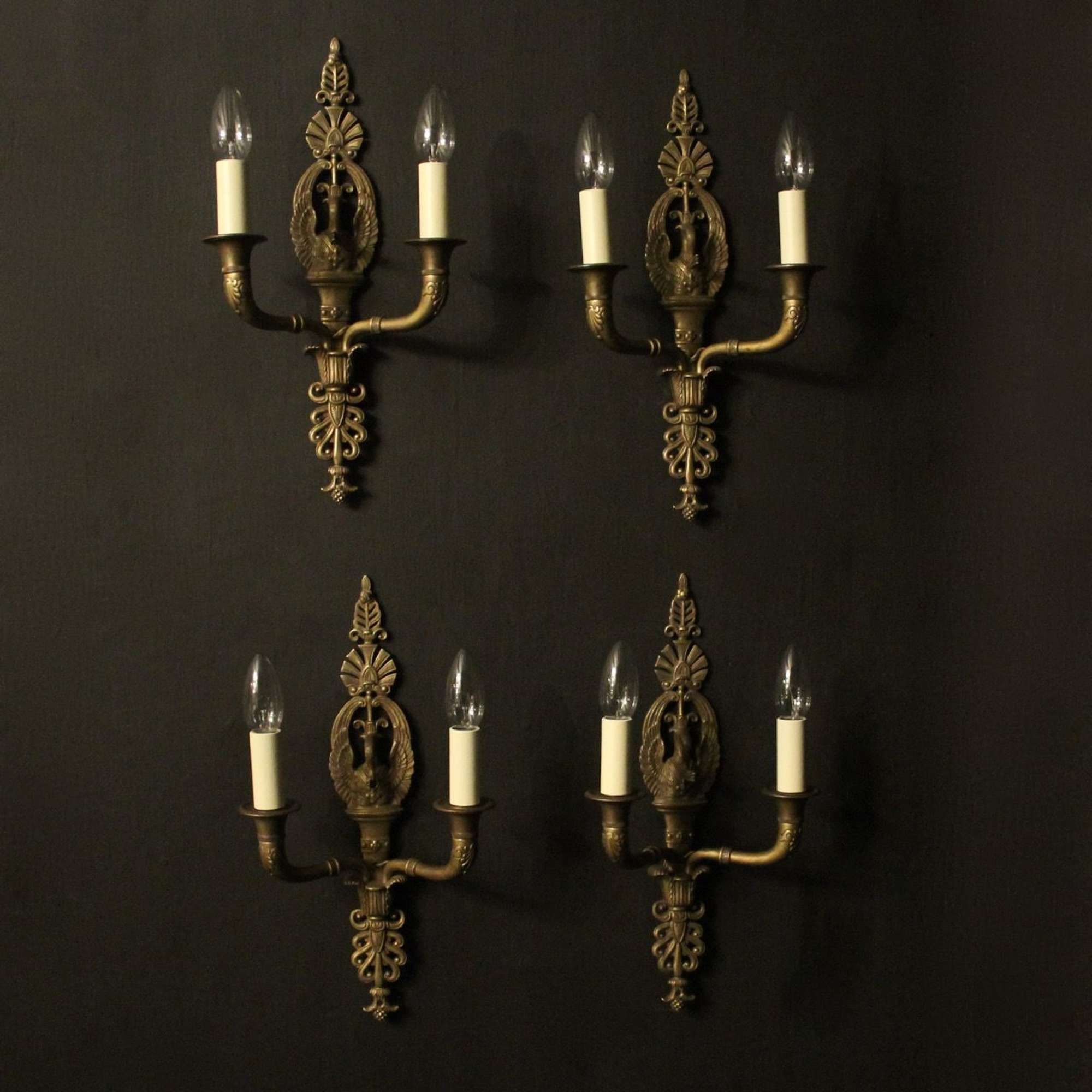 French Set Of 4 Empire Twin Arm Wall Lights