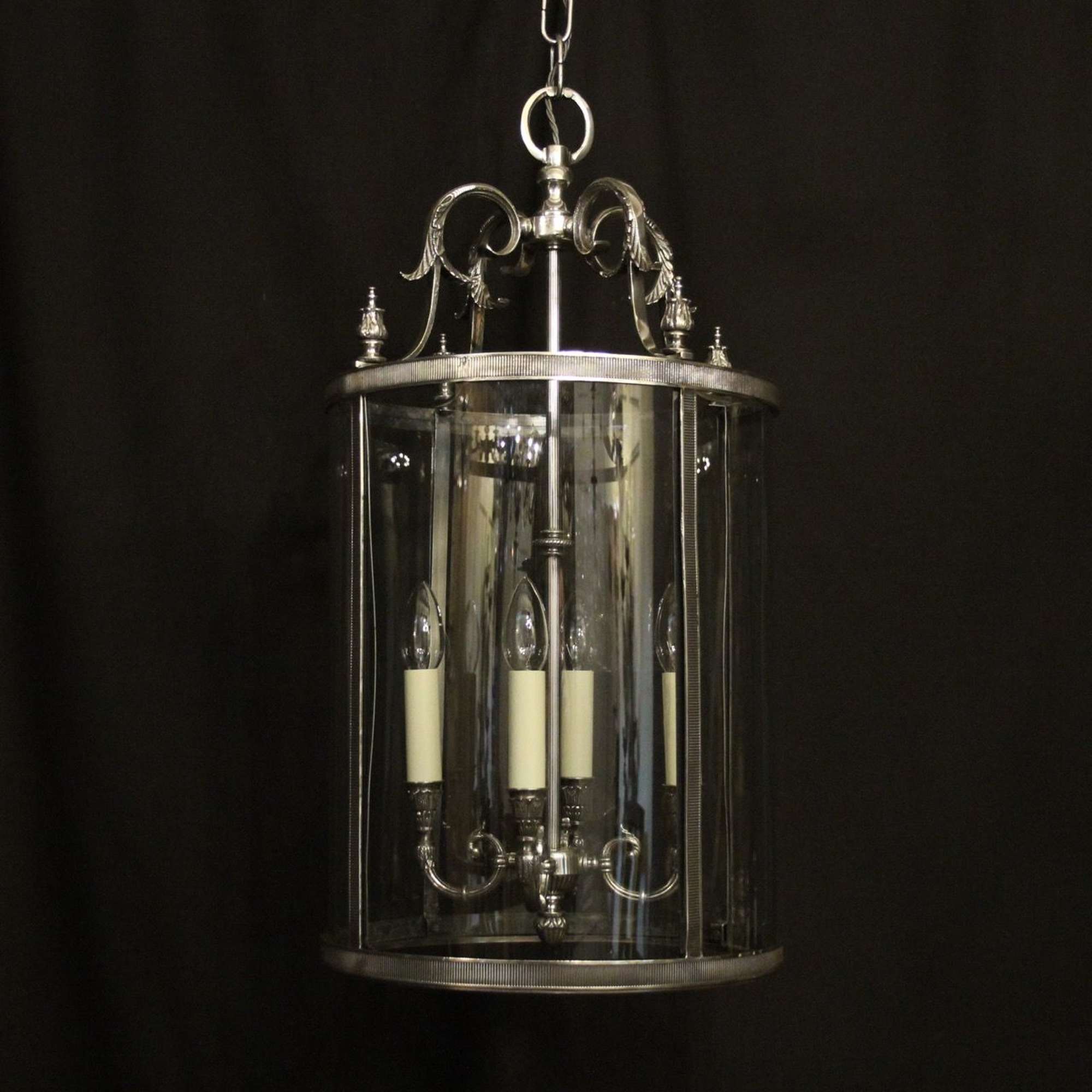 French Silver Gilded Four Light Hall Lantern