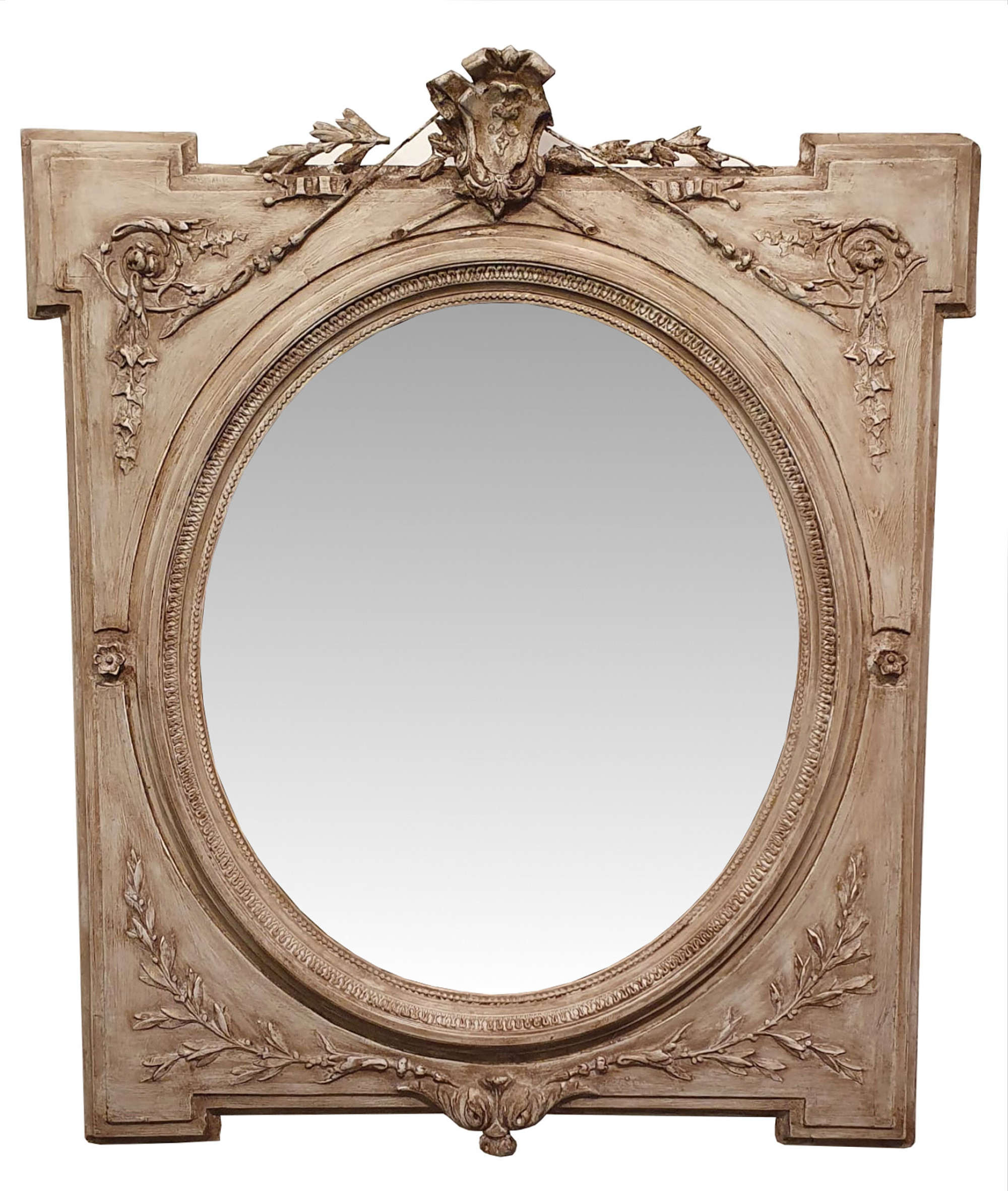 19th Century Oval Framed Painted Antique Mirror