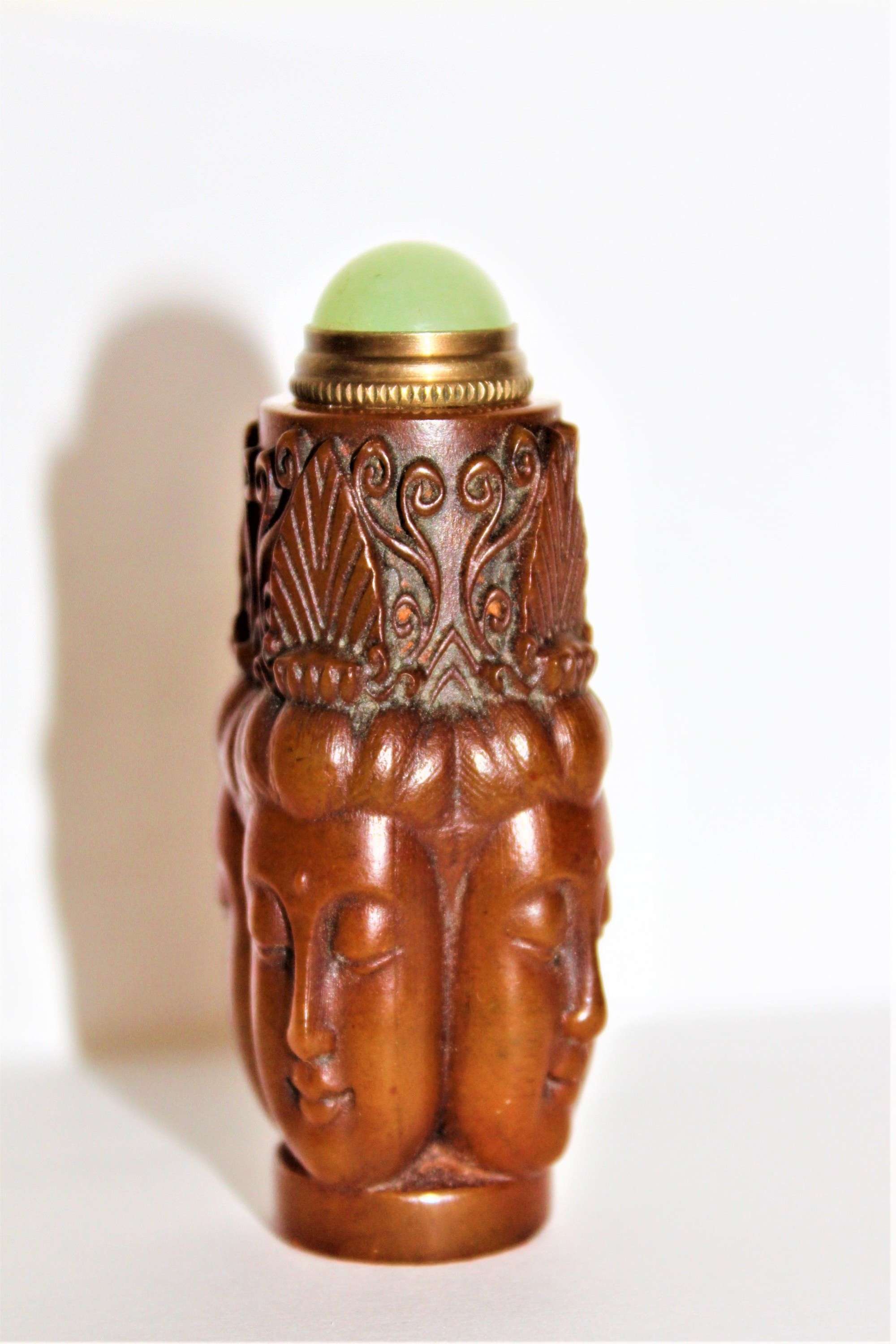 A Well Carved Chinese Stone Snuff Bottle Possibly Soapstone