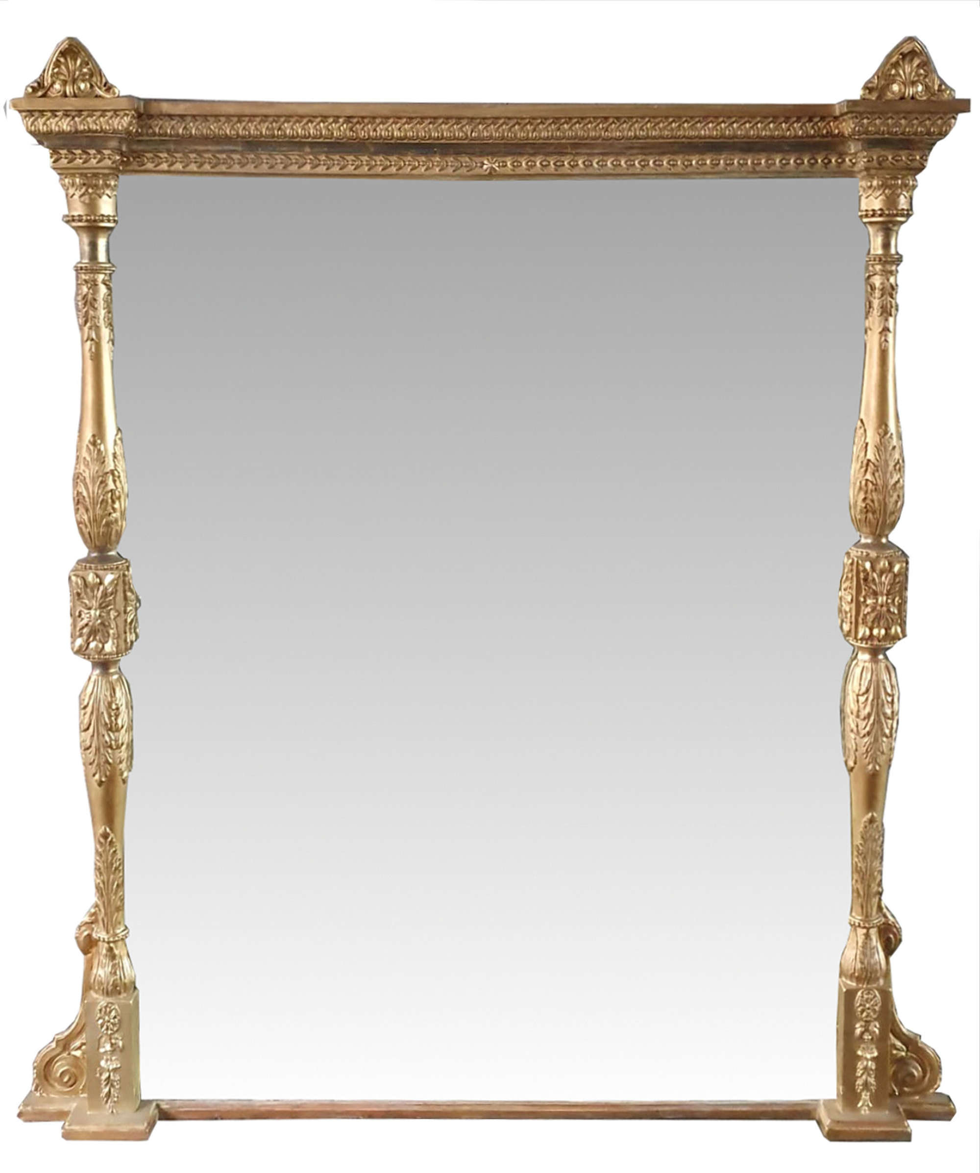 19th Century Rectangular Shaped Antique Overmantle Mirror