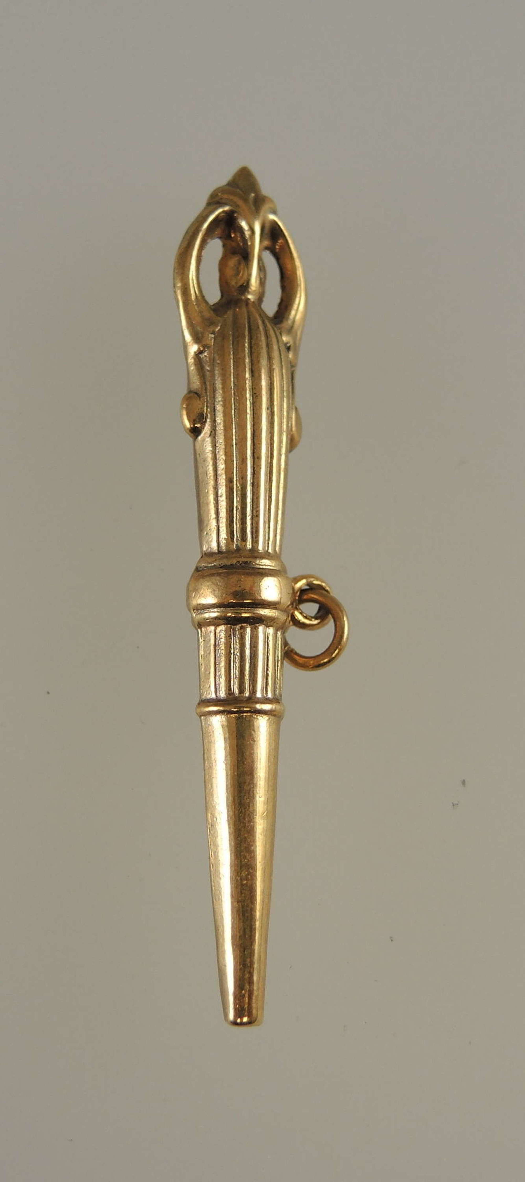 Unusual Gilt TORCH shaped pocket watch key c1850