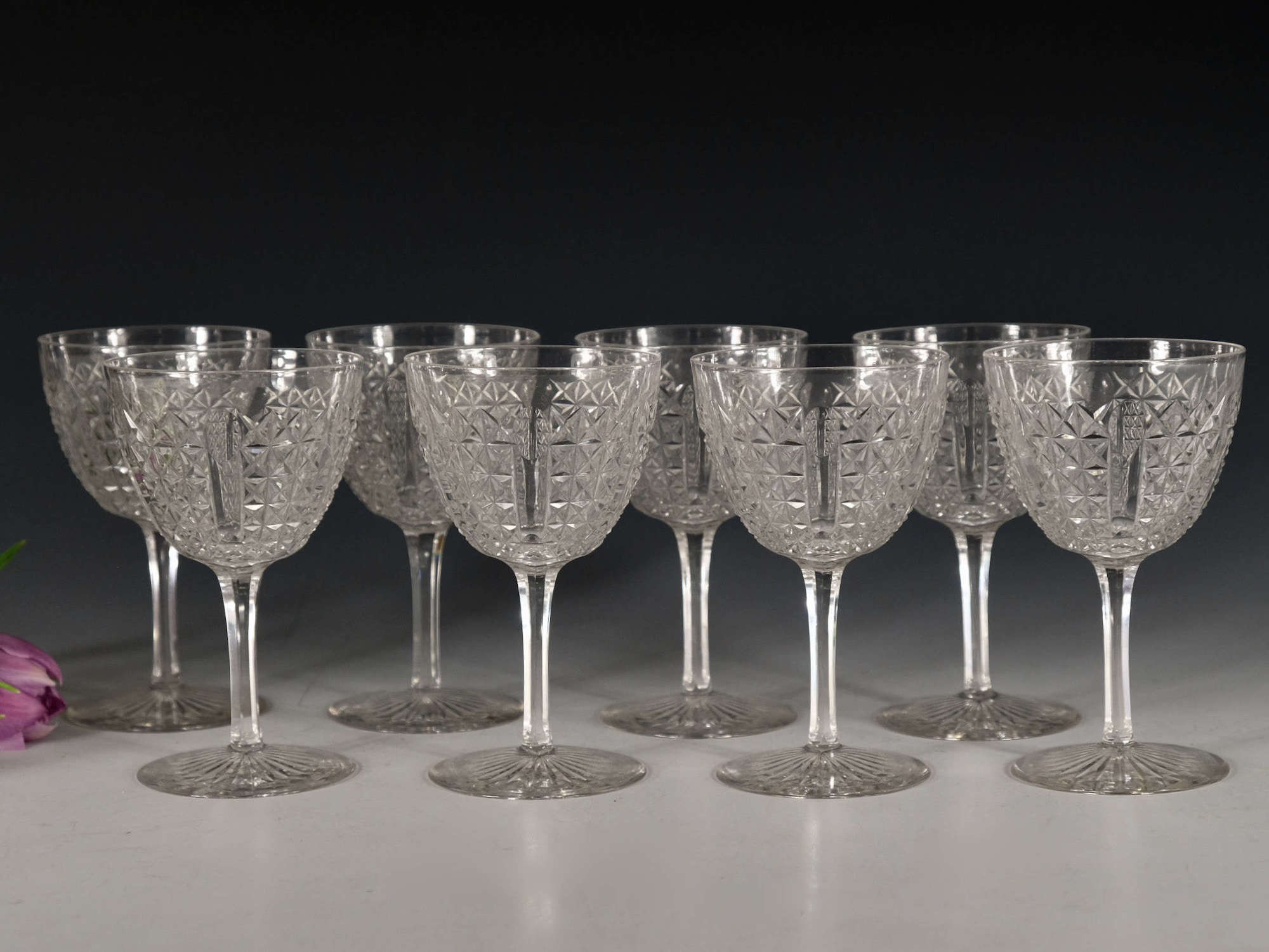 Antique wine glasses Set of Eight English c1880