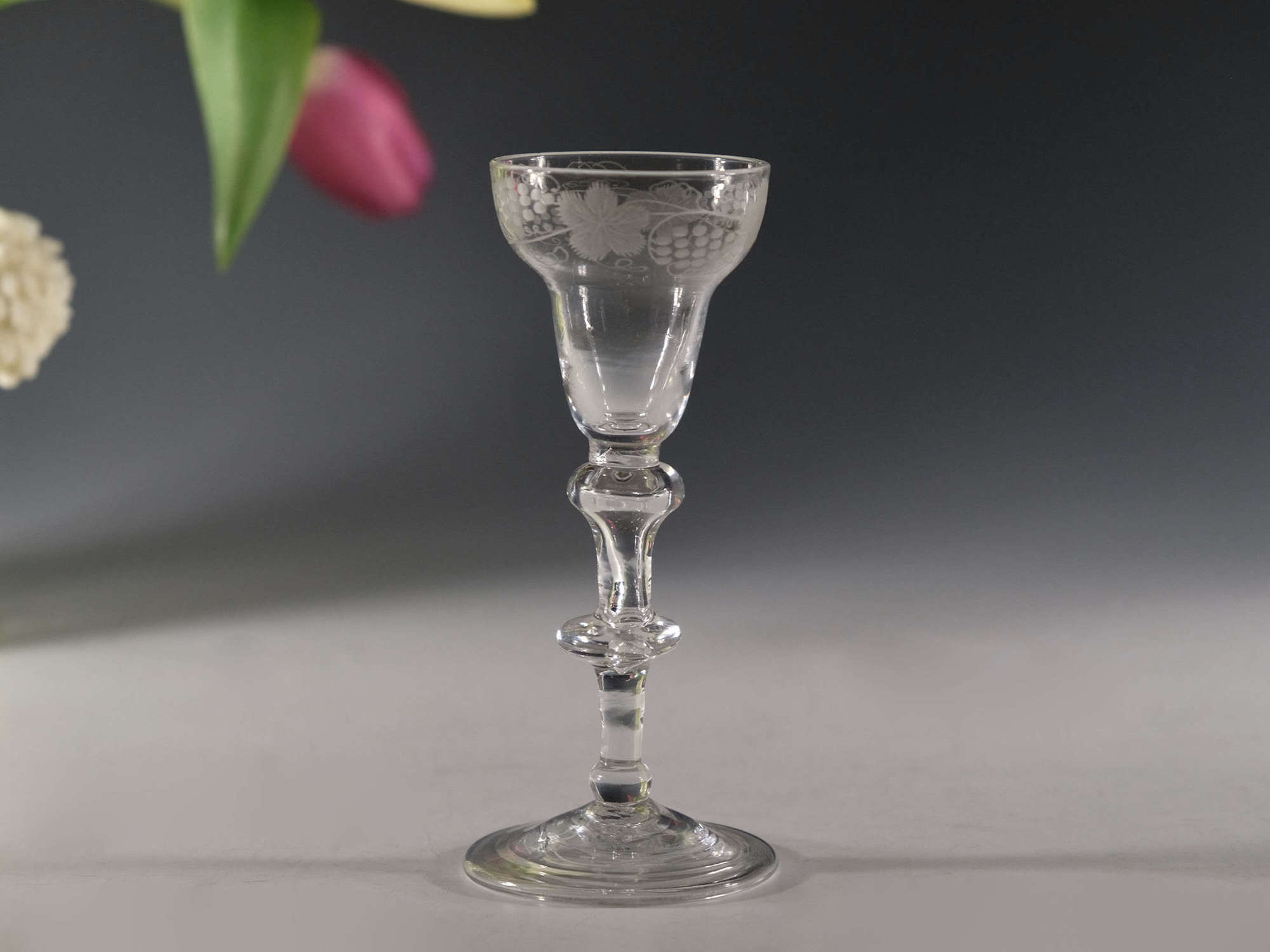 Antique wine glass Balustroid English c1740/50