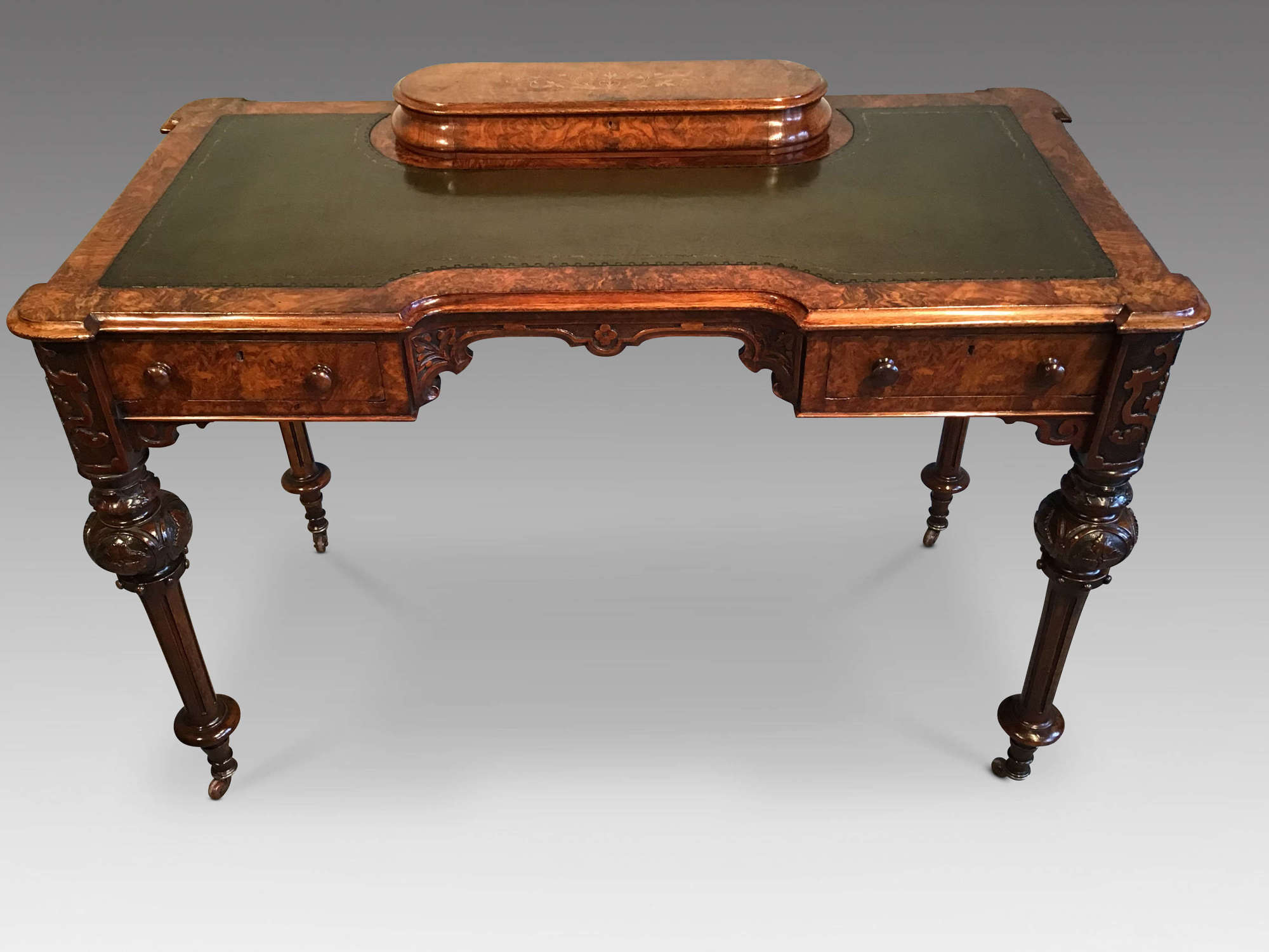 Victorian burr walnut writing table.