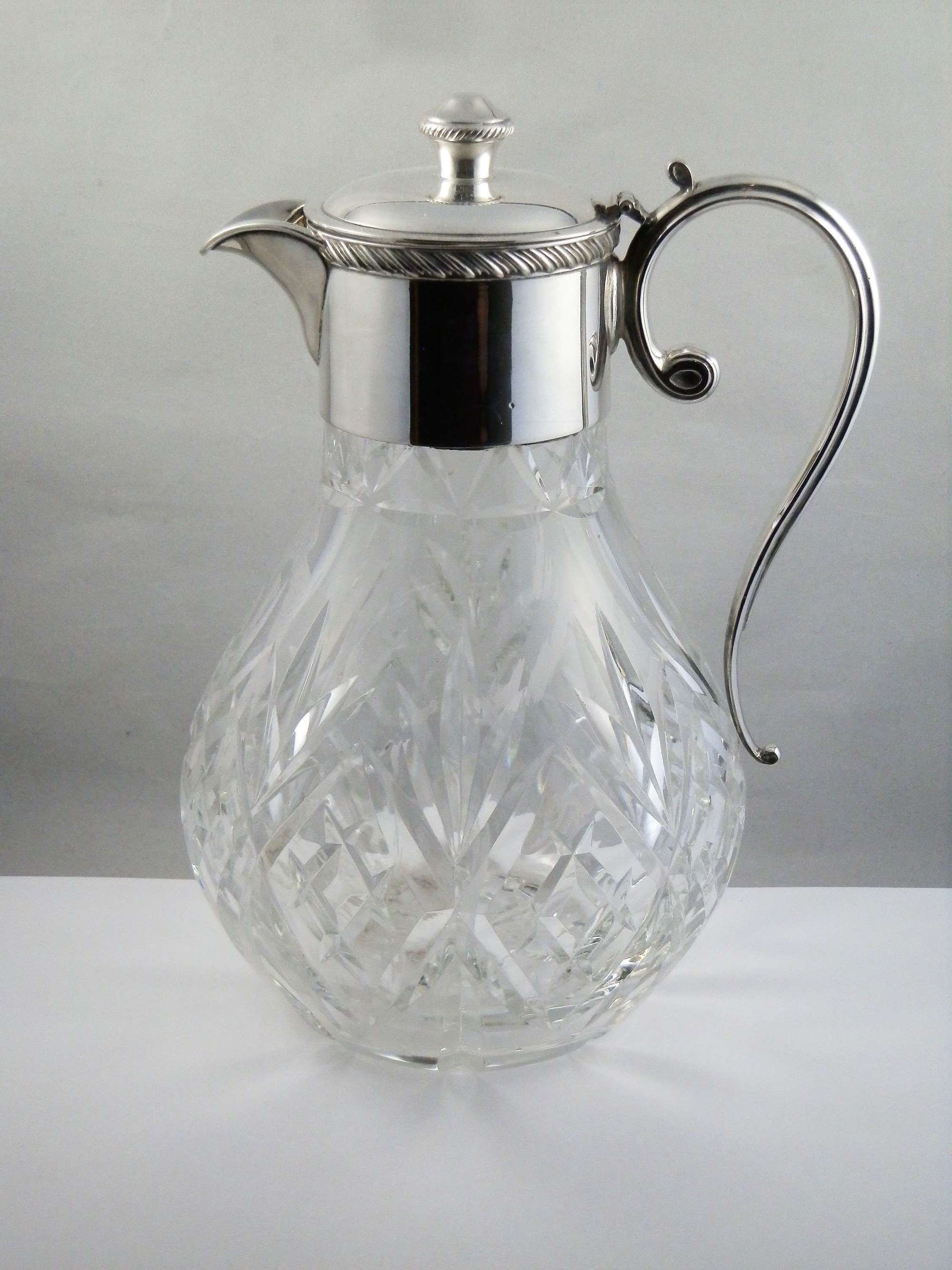 Elizabeth II silver and glass claret jug, 1979