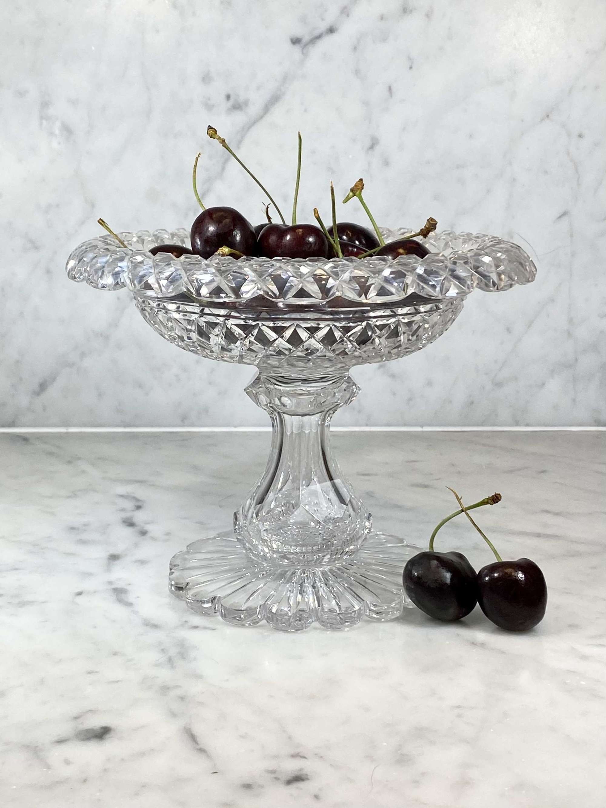 Irish Victorian crystal Tazza or Comport pedestal dish Circa 1800s
