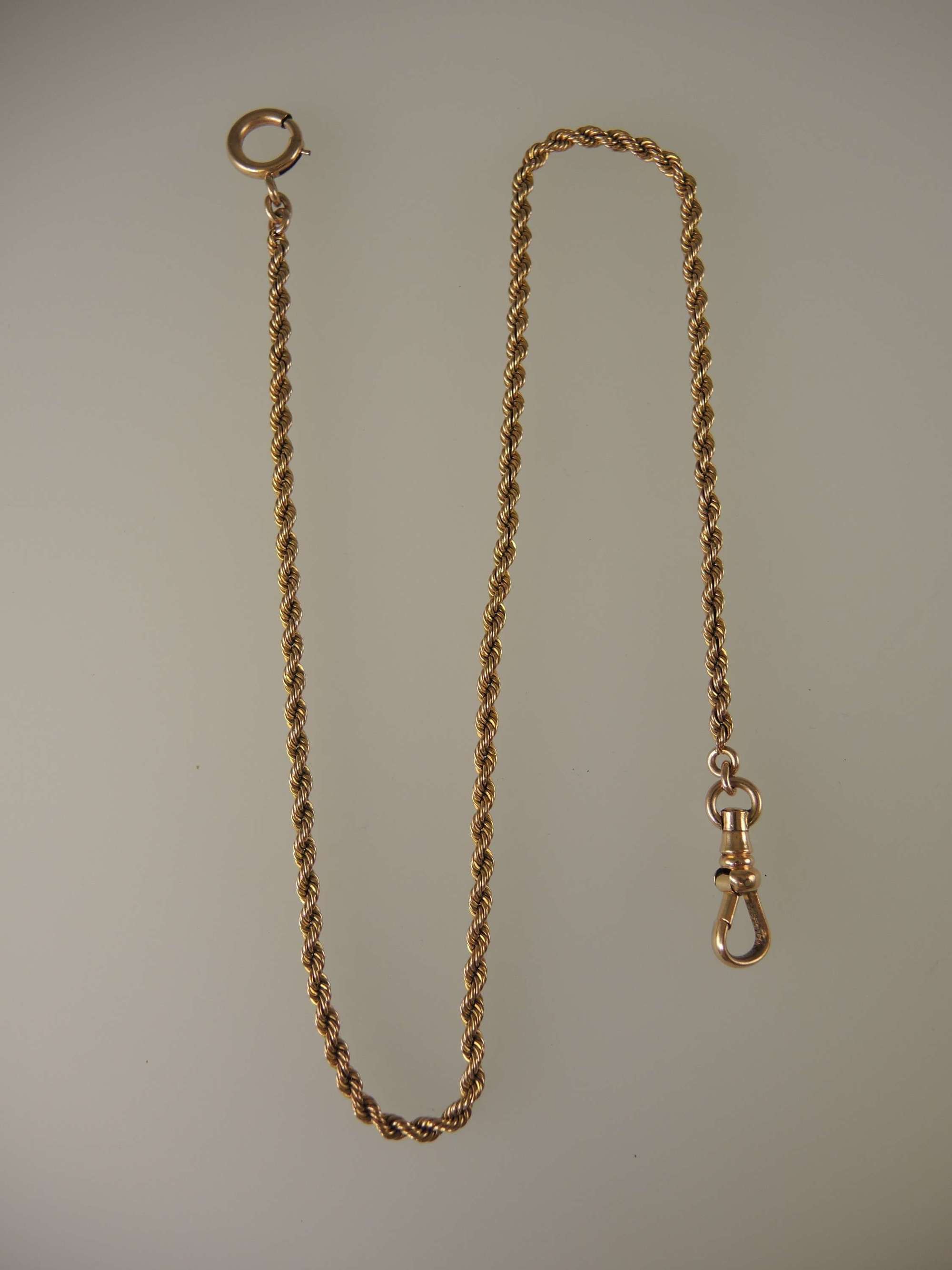Victorian rose gold plated watch chain c1890