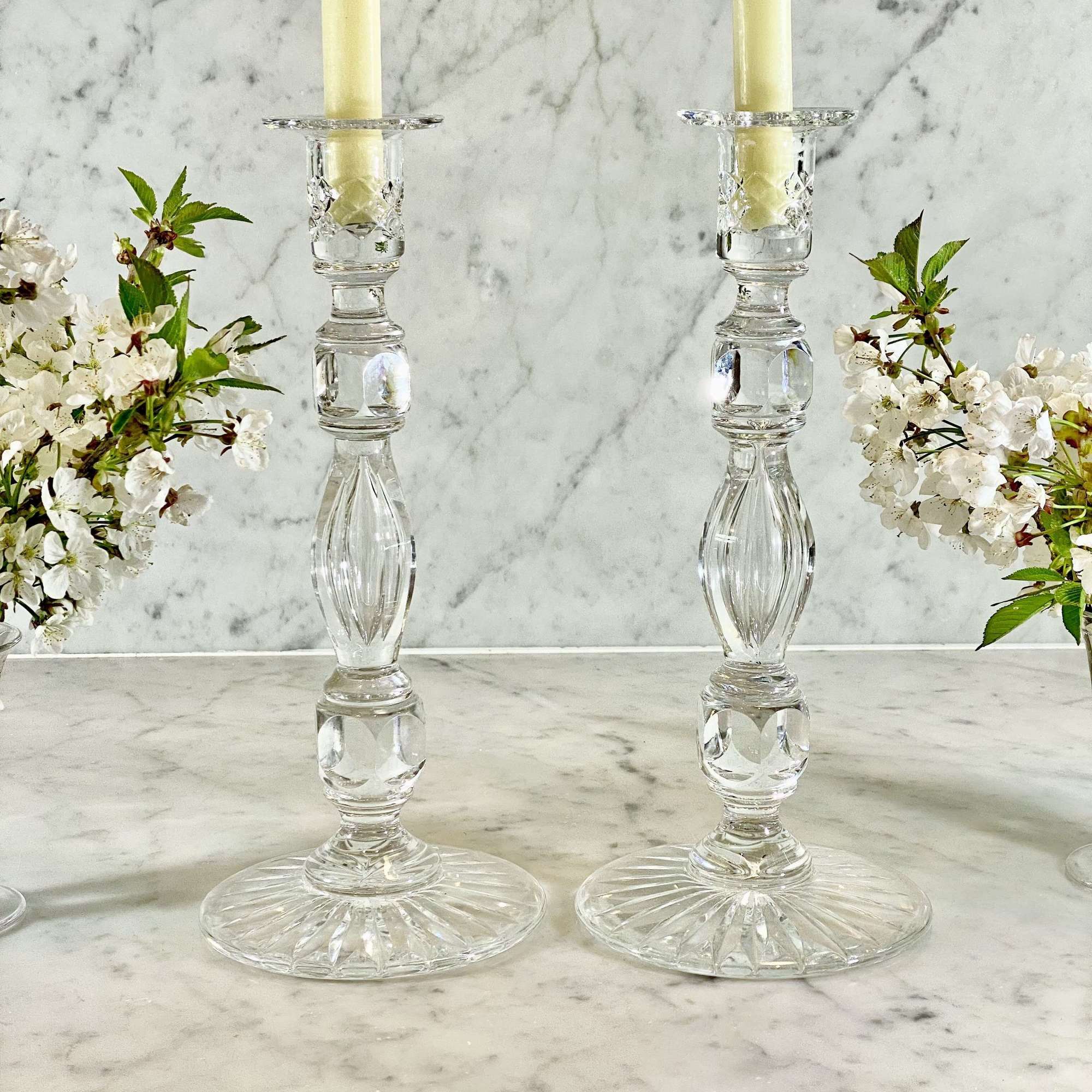 Gorgeous Georgian style lead crystal tall candlesticks