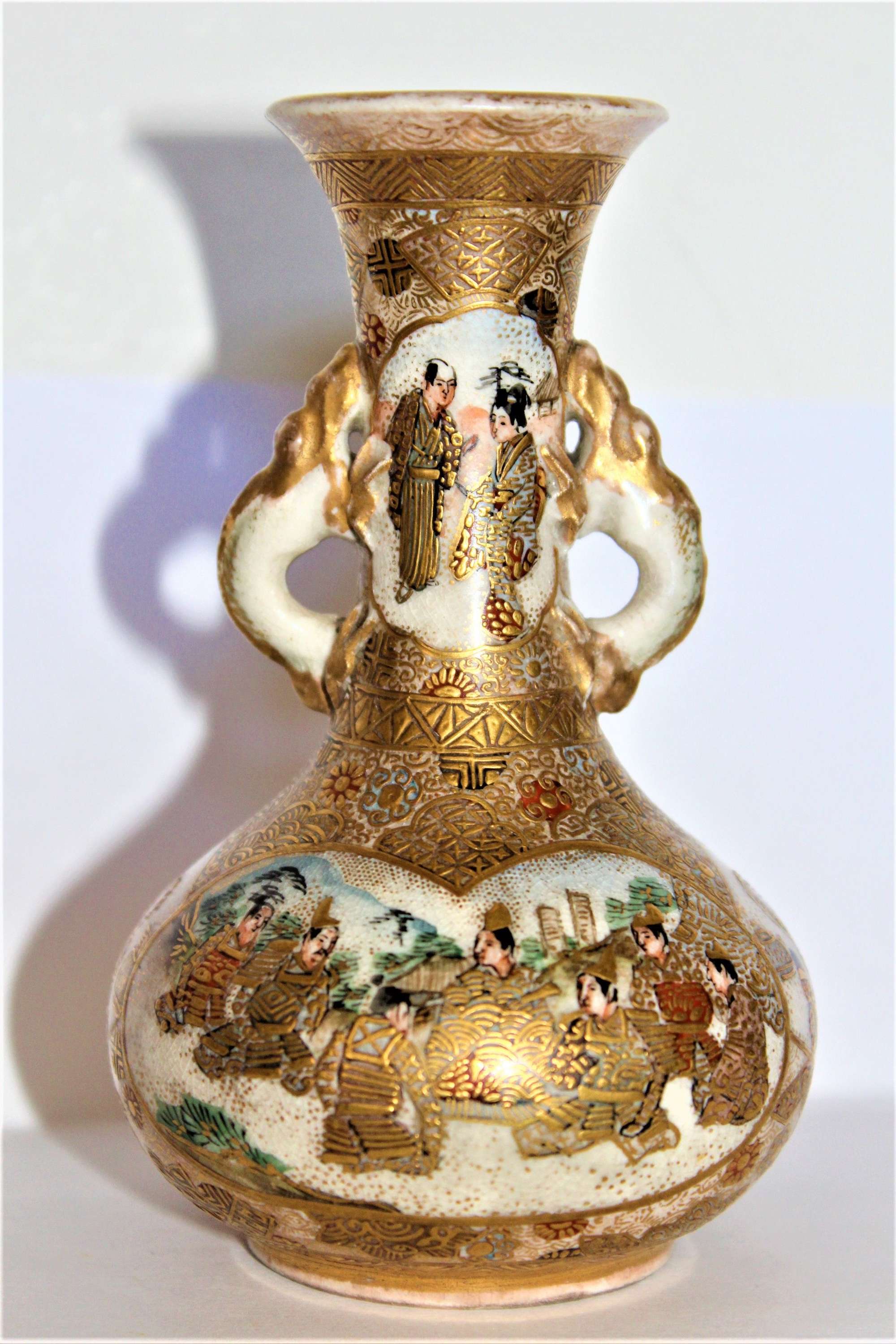 A Superb And Very Fine Miniature Satsuma Vase Beautifully Gilded