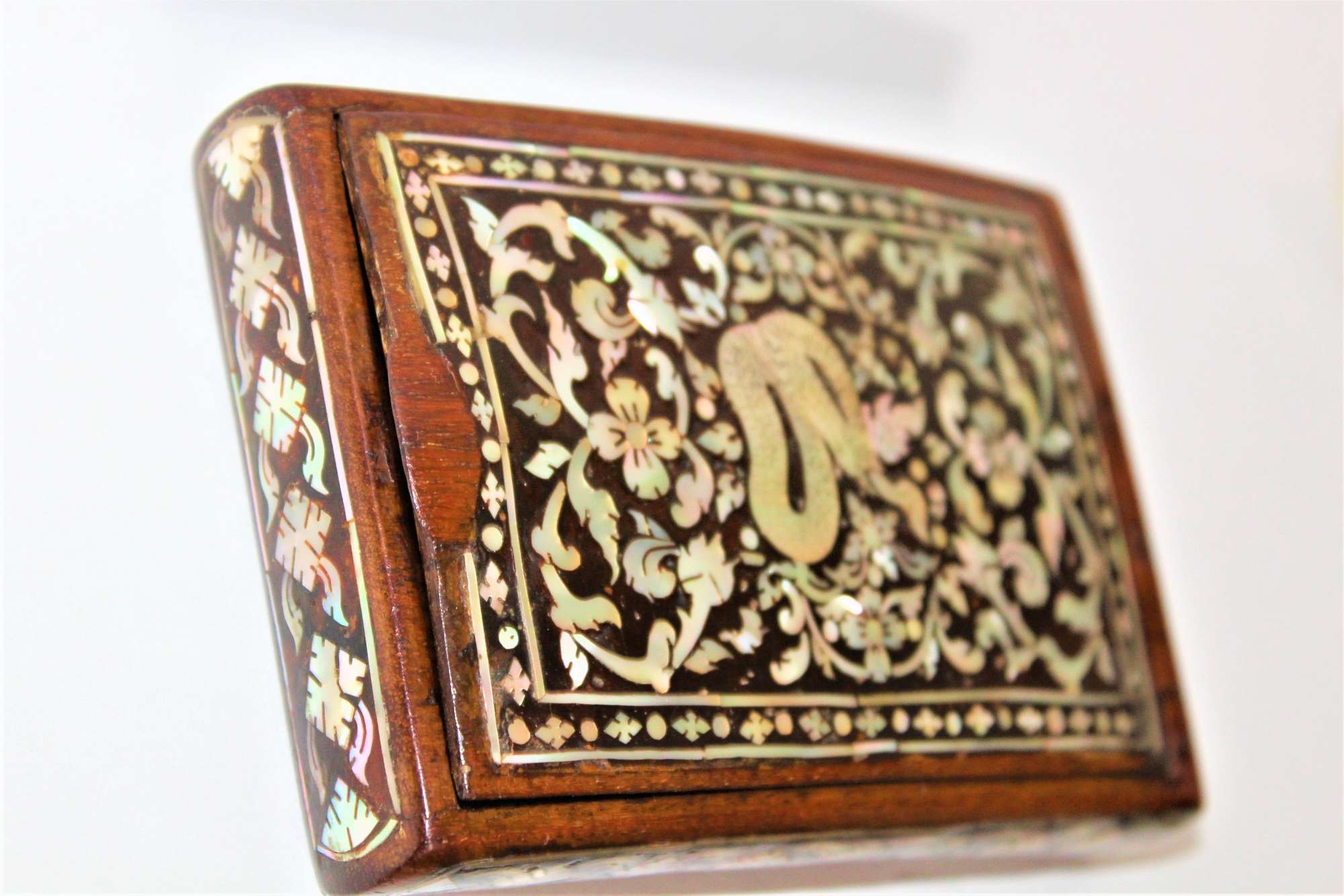 A Highly Decorated Middle Eastern Hardwood Snuff Box