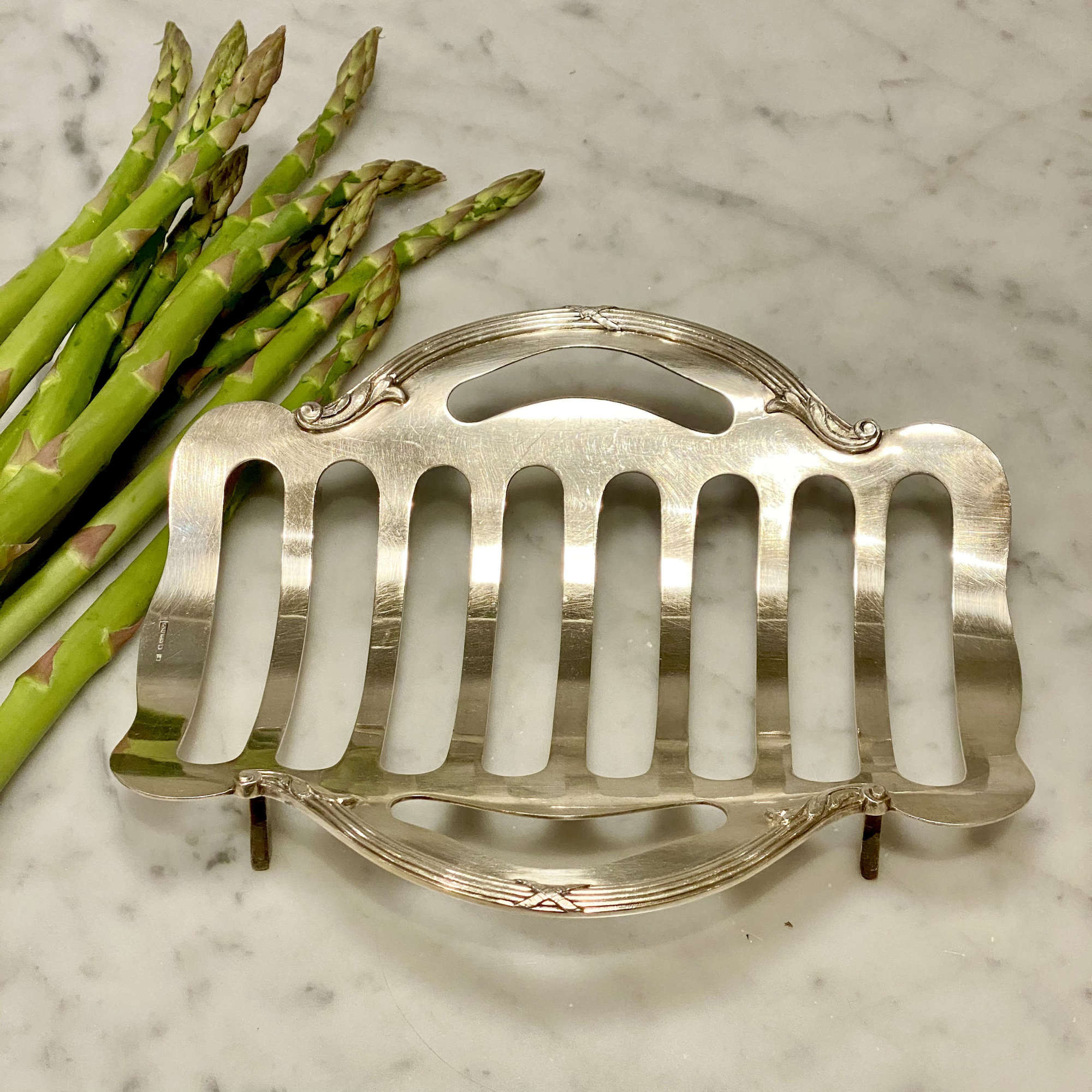 Wiskemann silver plated asparagus cradle serving basket
