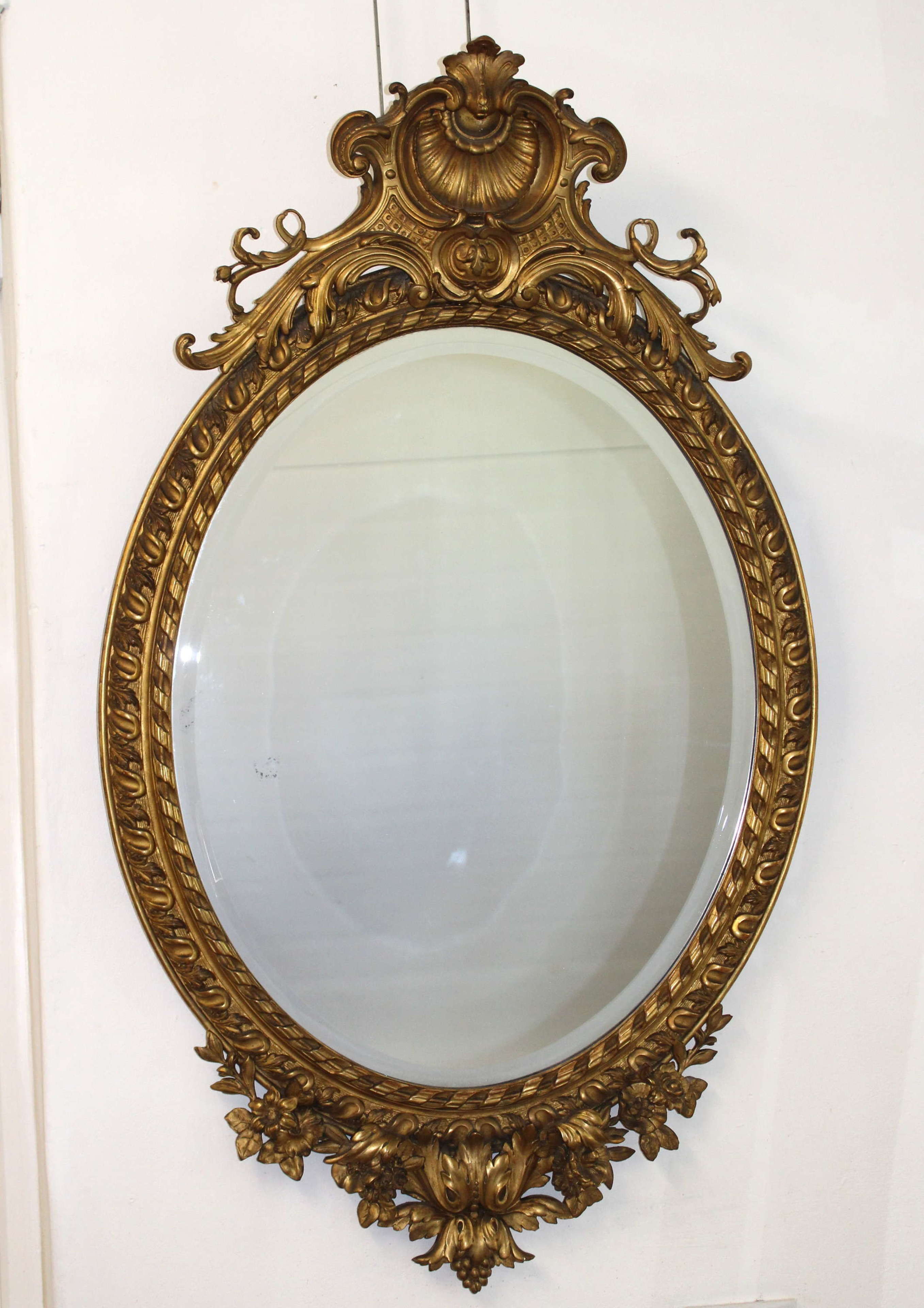 Magnificent Large Antique French Oval, French Oval Mirror Antique Silver