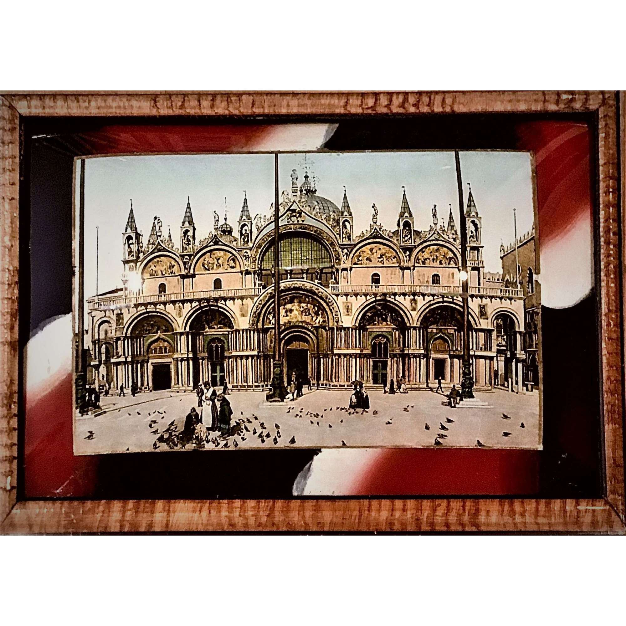 An unusual verre églomisé photograph of Basilica San Marco Venice