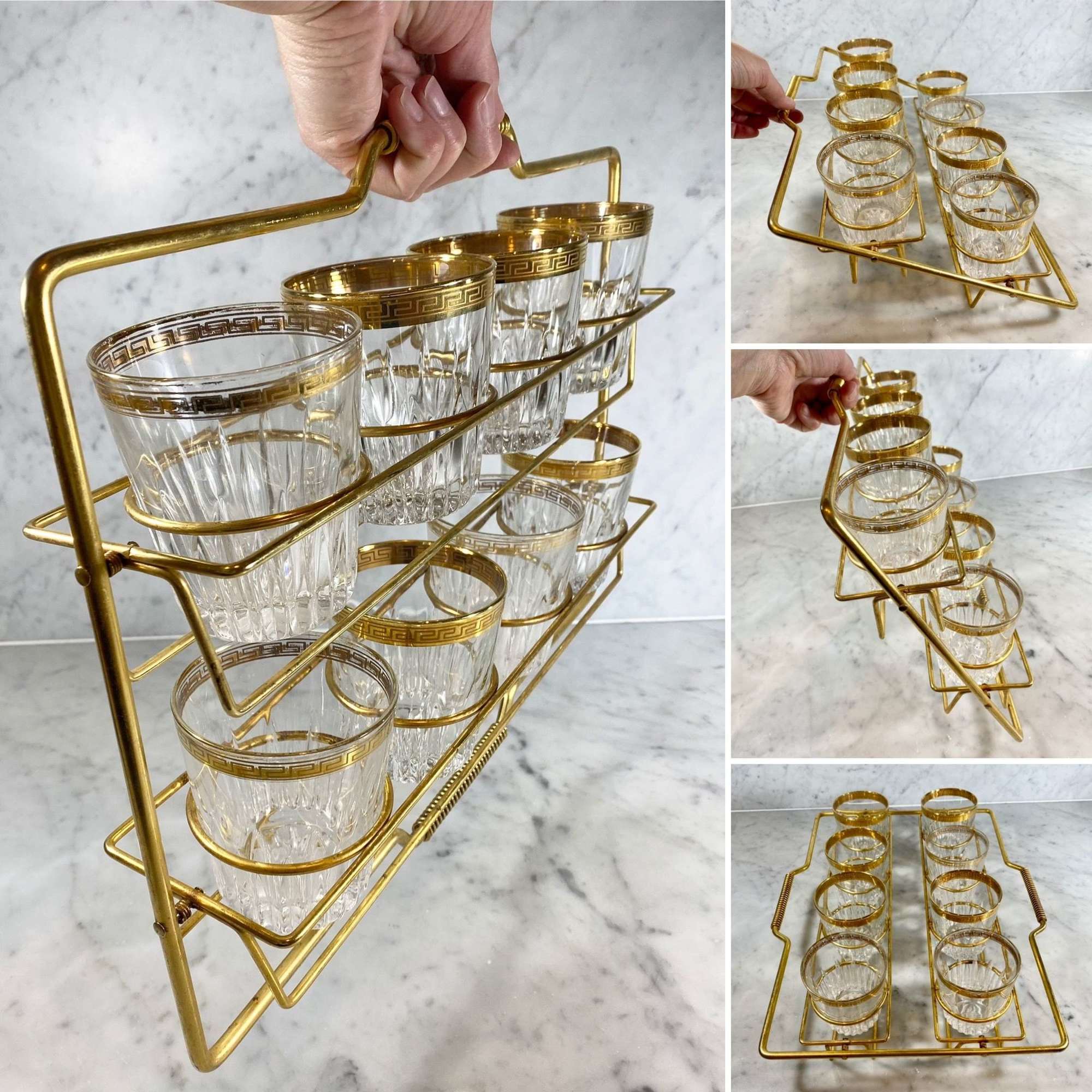 Superb Mid Century collapsible carrying bar caddy
