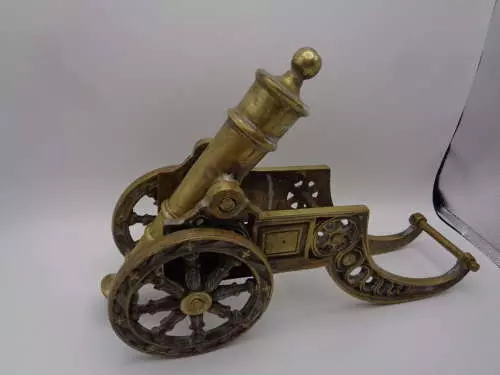 Wood Model Cannon Handmade  Ornament Collector Hobby Vintage Brass 