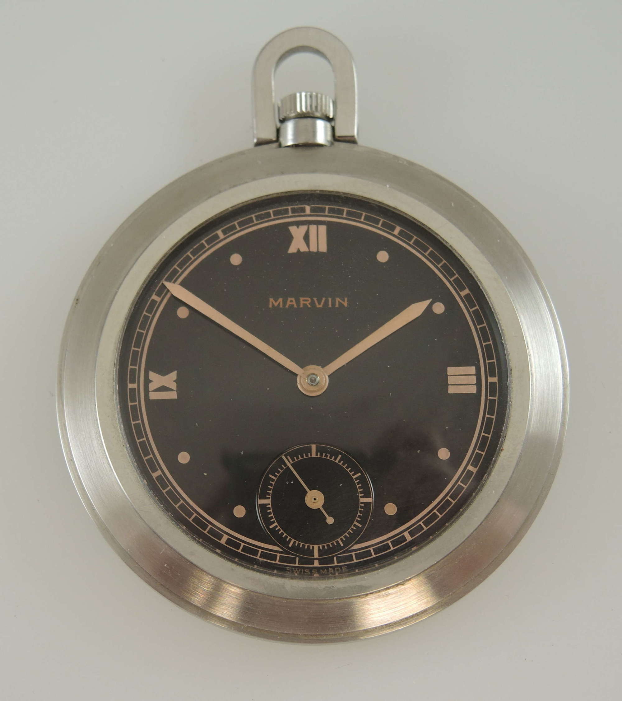 Art Deco pocket watch by Marvin Watch Co c1935