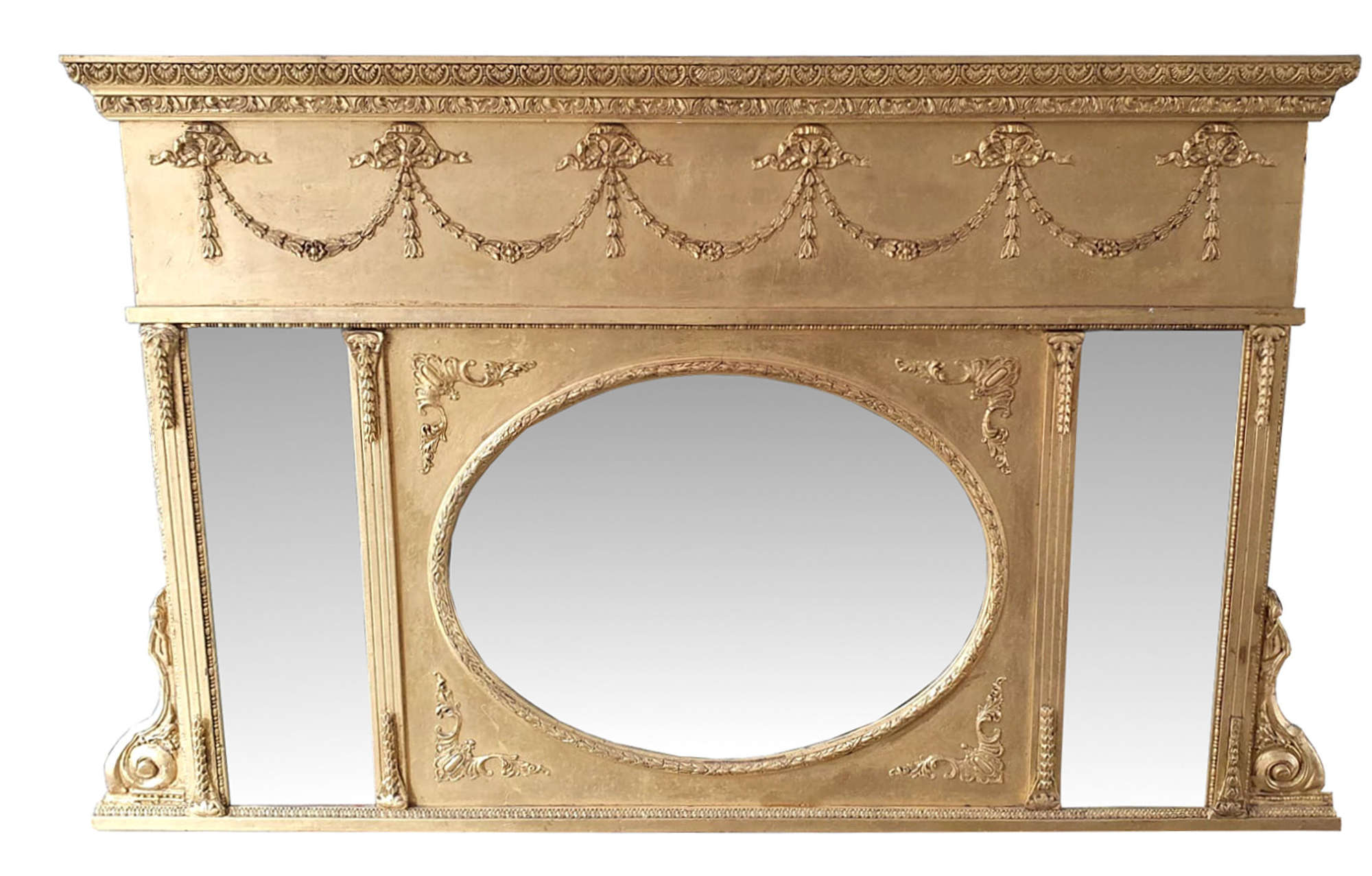 Edwardian Adams Design Antique Overmantle Mirror