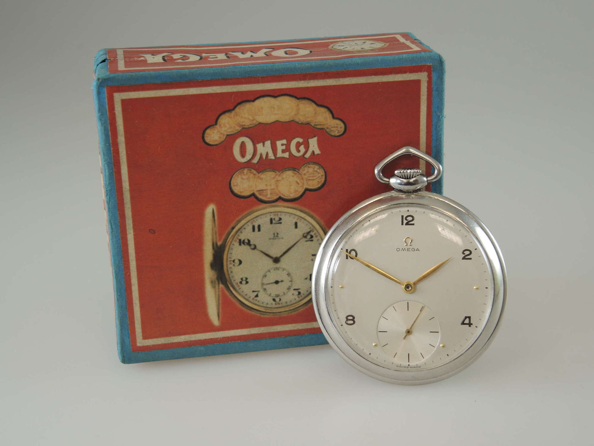 Vintage Omega pocket watch. With Box. c1956