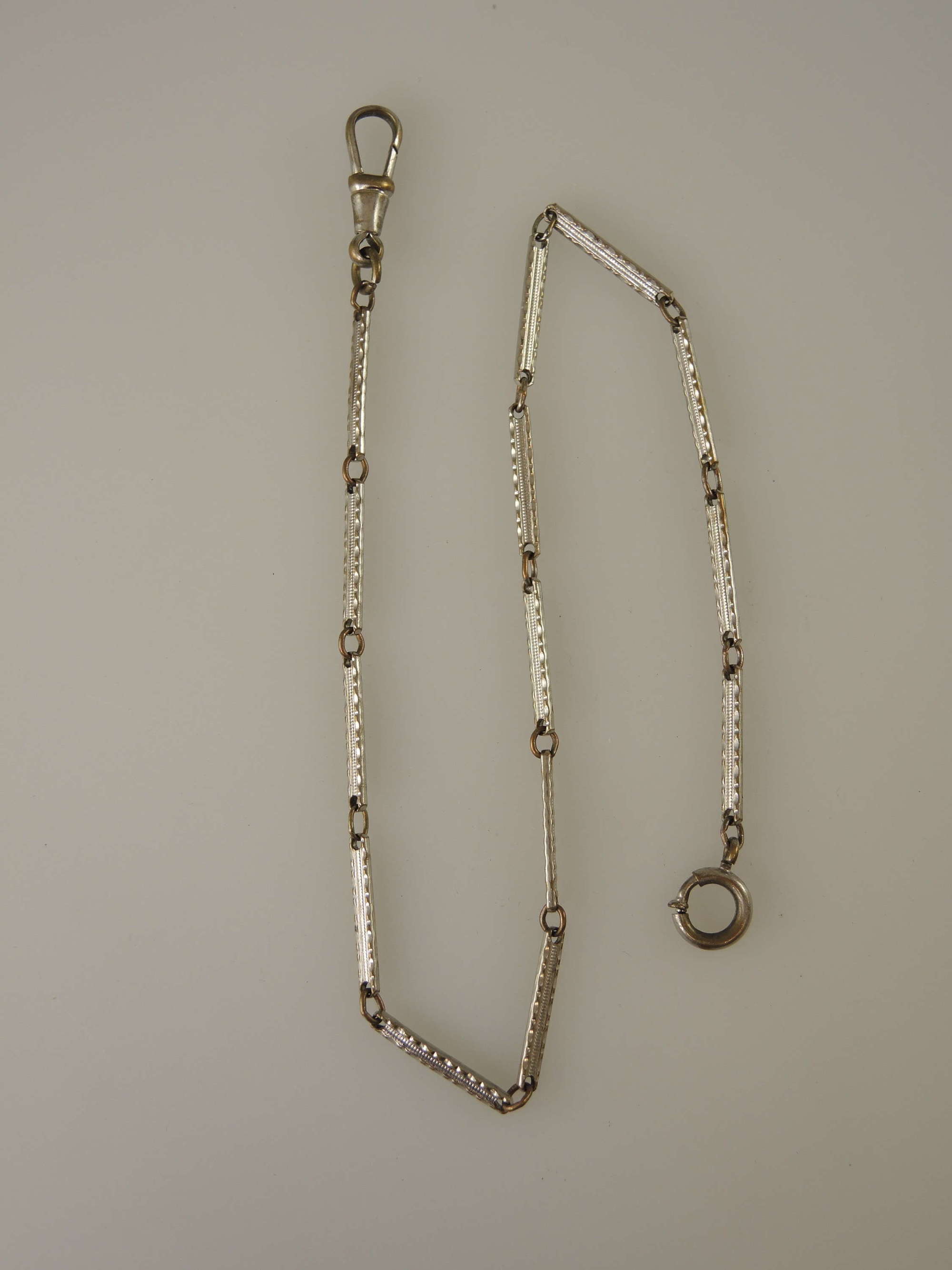 Art Deco White gold filled Watch chain c1930