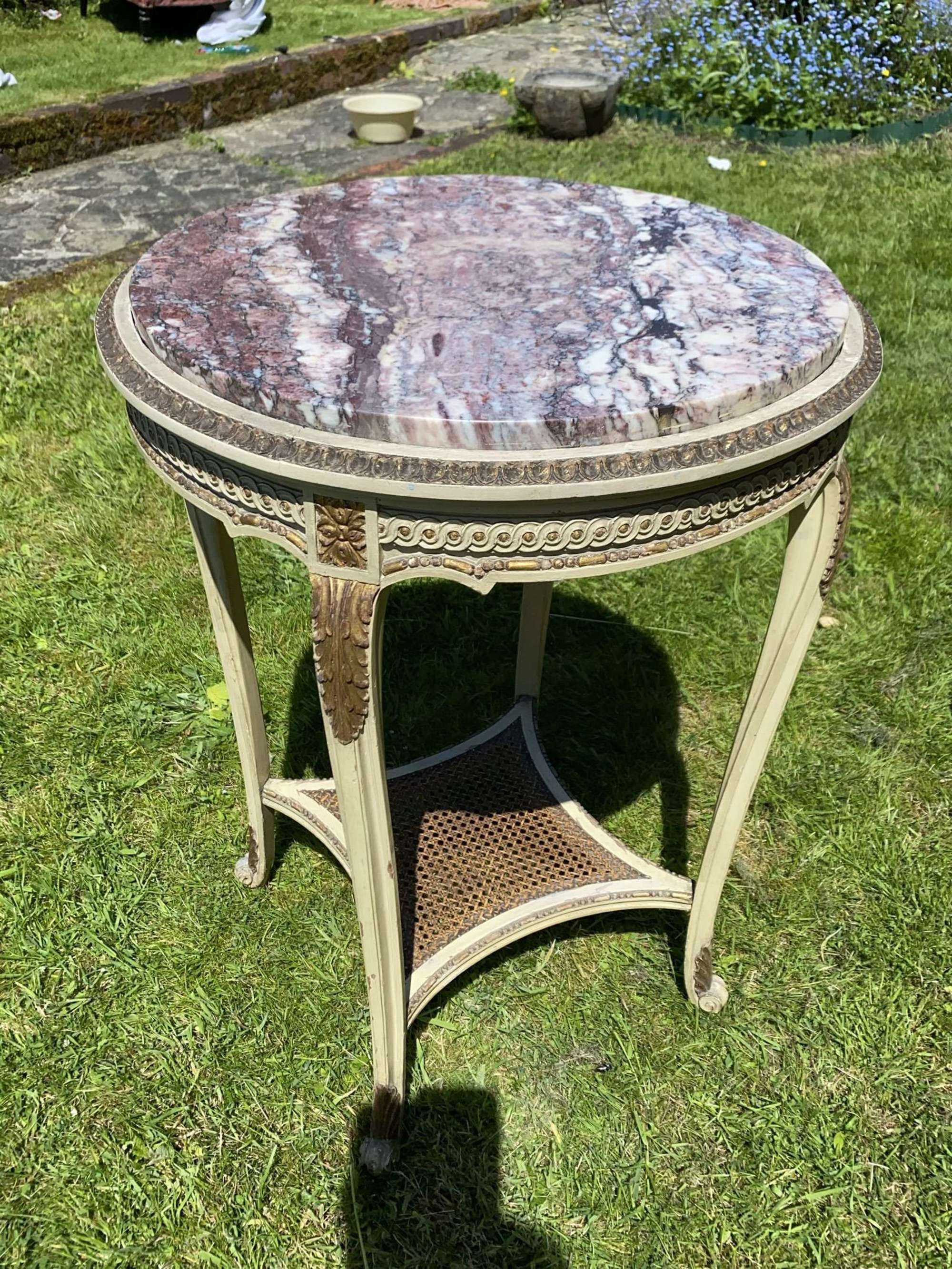 Painted and gilded ,arable topped table
