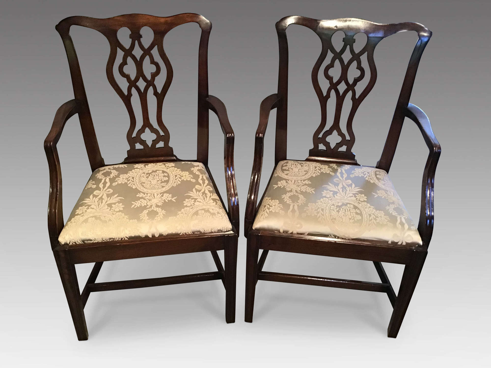 Pair of Georgian mahogany elbow chairs