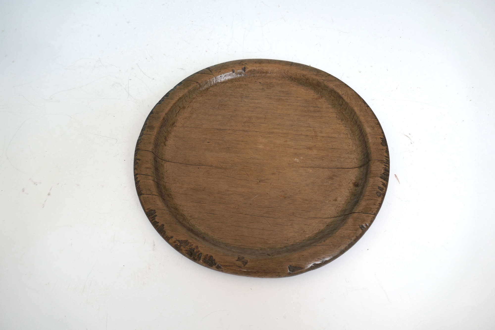 Antique Treen 18thc Sycamore Raised Broad Rim Platter.  English C1780.