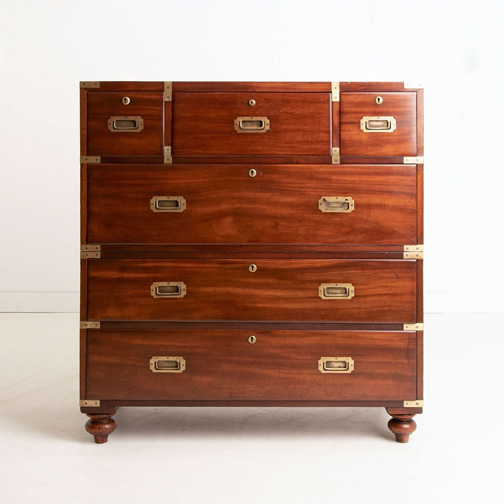 Antique Military Campaign Travelling Chest on Chest c.1850