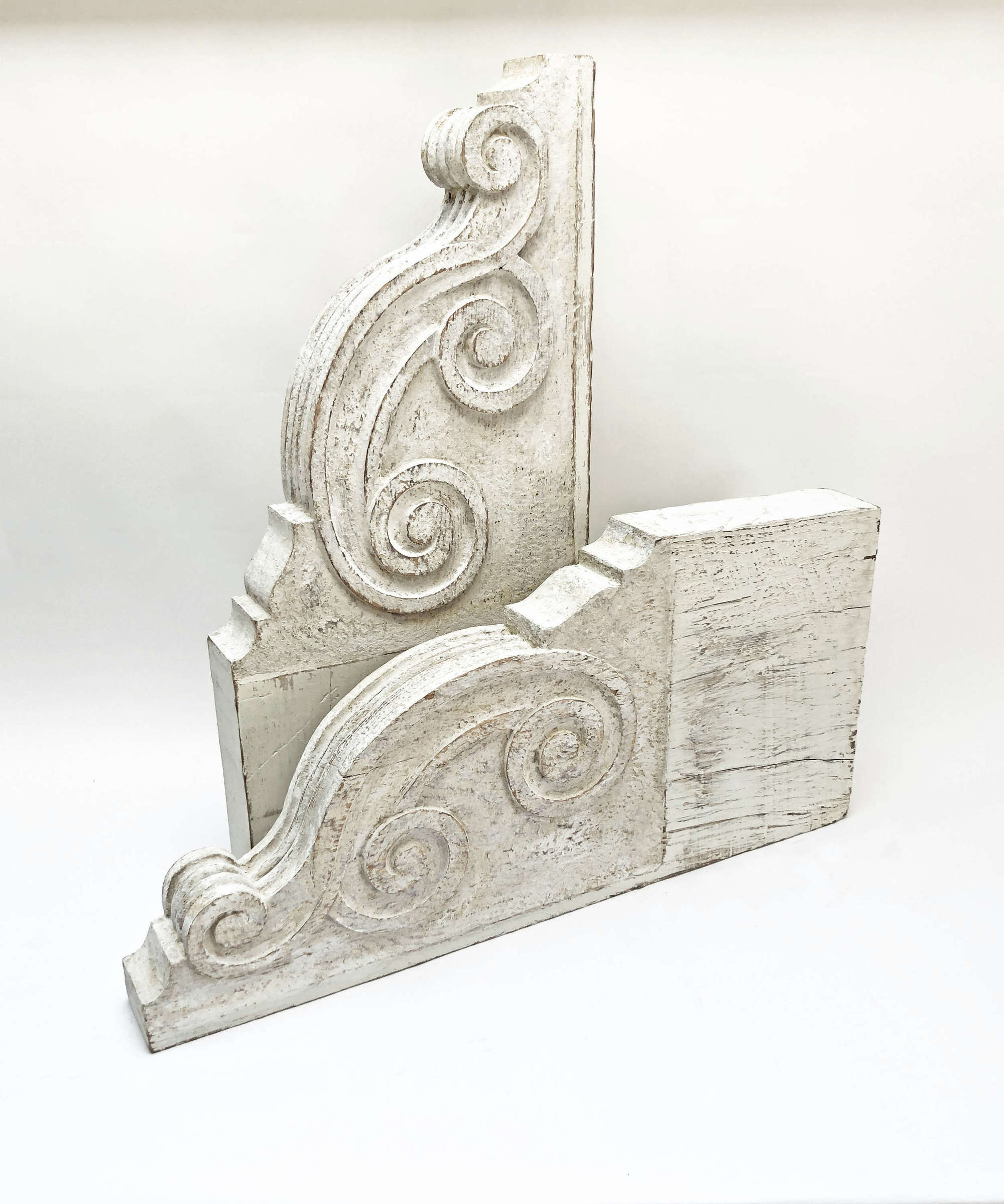 Pr. large French 19th c classical hand carved Corbels - 1880