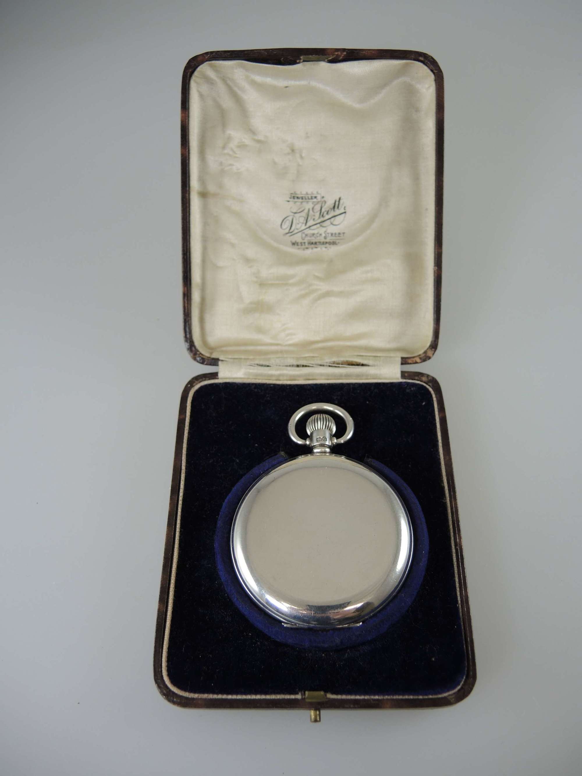 English silver full hunter pocket watch c1928