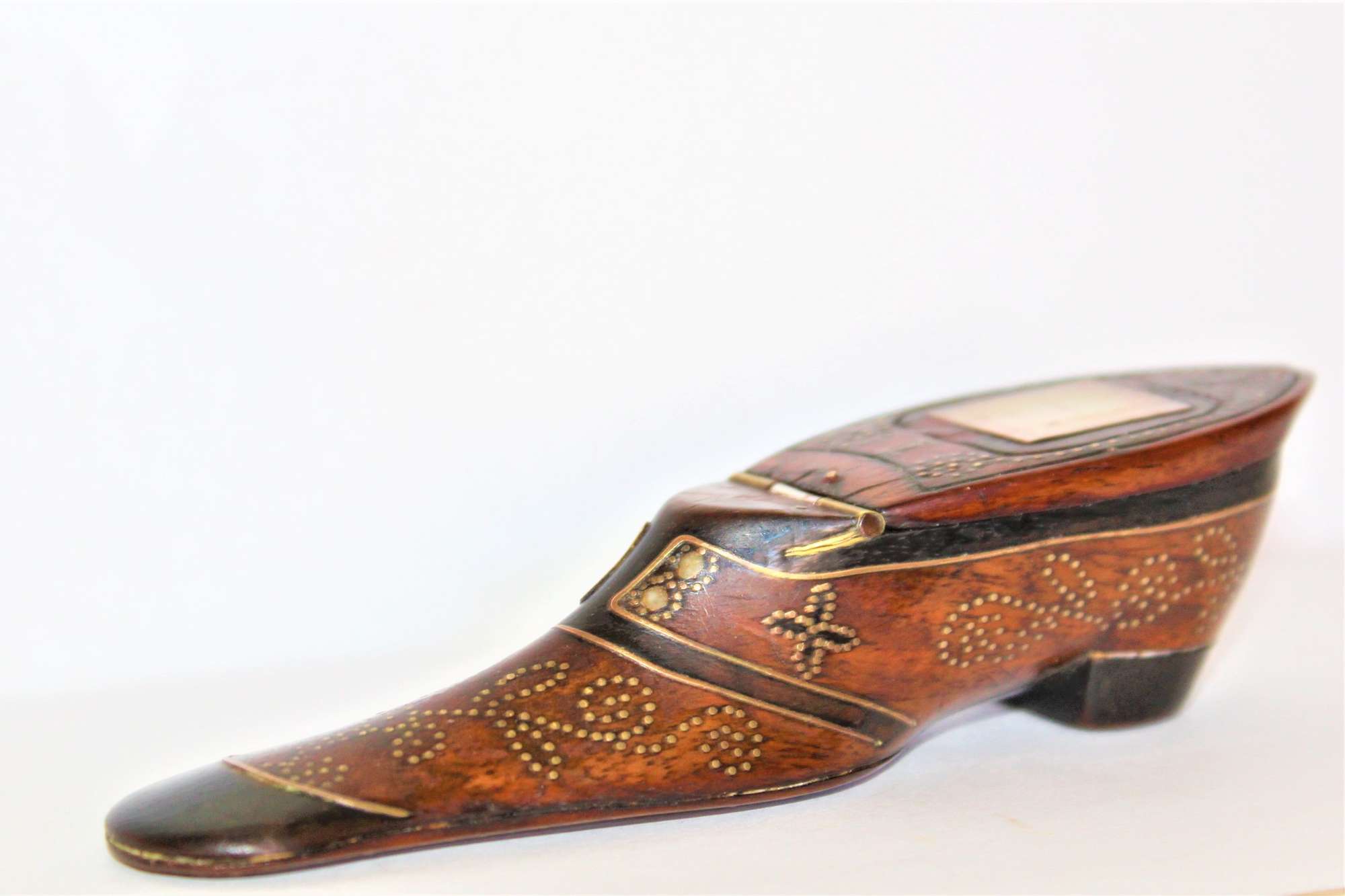 A 19th Century Wood Snuff Box In The Form Of A Shoe