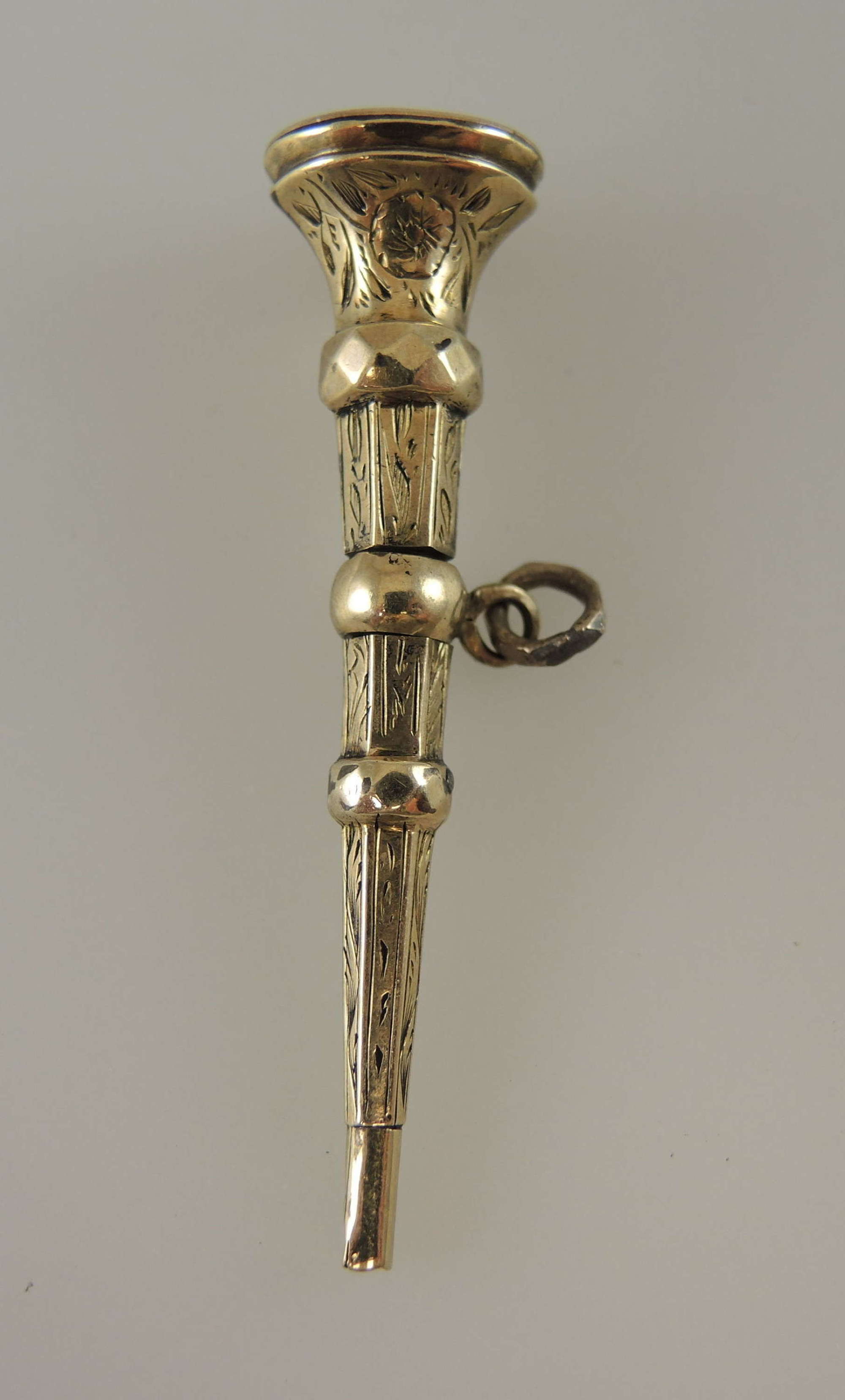 Gold cased, stone set pocket watch key c1850