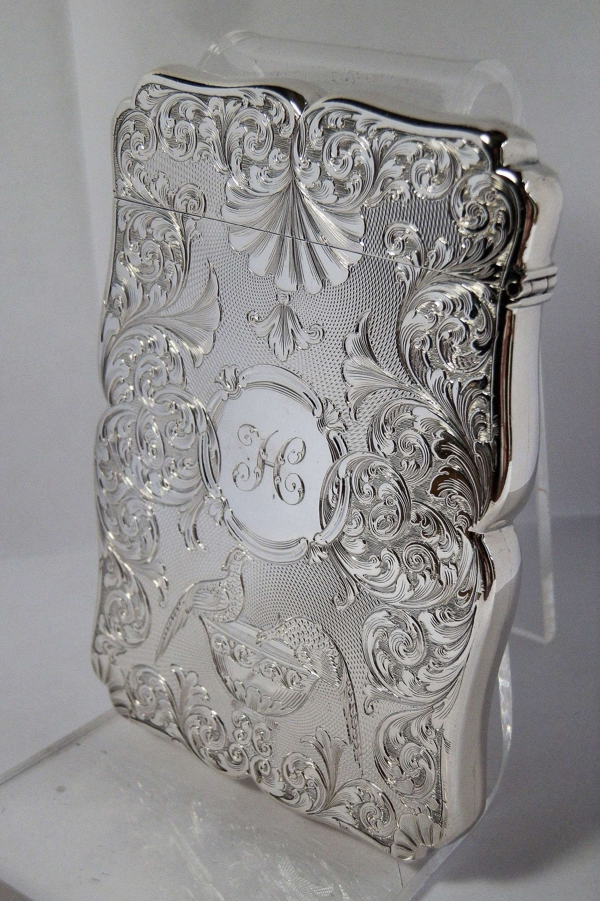 Victorian silver card case, Nathaniel Mills, 1839