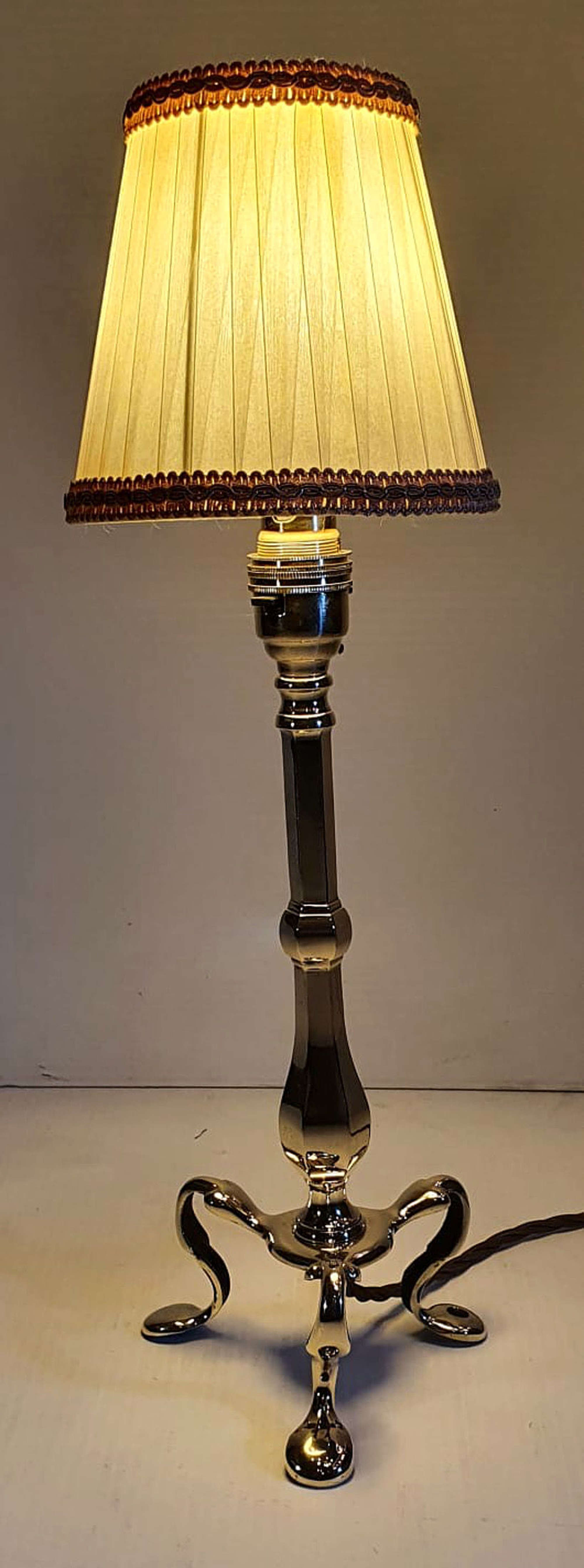 19th Century Brass Candlestick Converted To A Antique Table Lamp