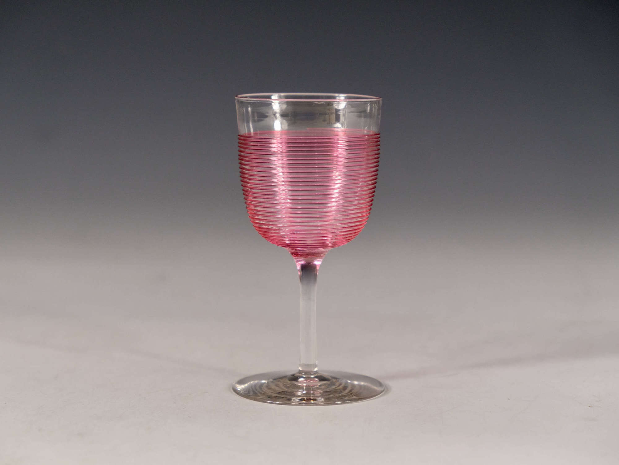 Antique glass wine glass trailed decoration English c1880
